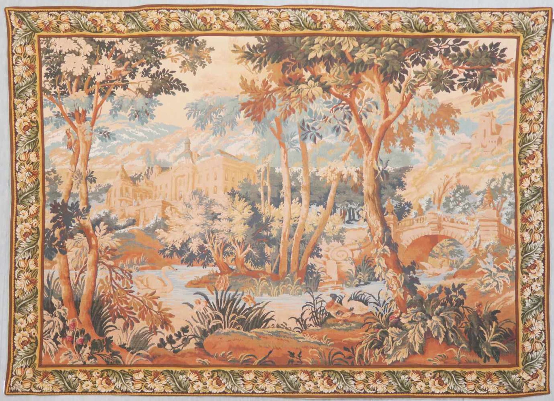 Tapisserie: Parklandschaft mit Schloß im Hintergrund