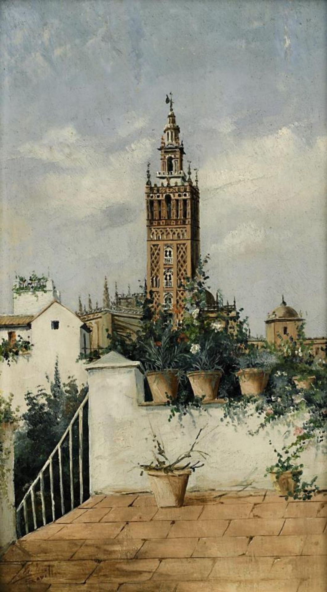 Terrasse mit Blick auf die Kathedrale von Sevilla