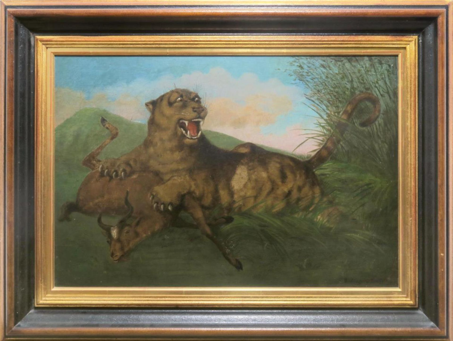 Ein Tiger reißt eine Antilope