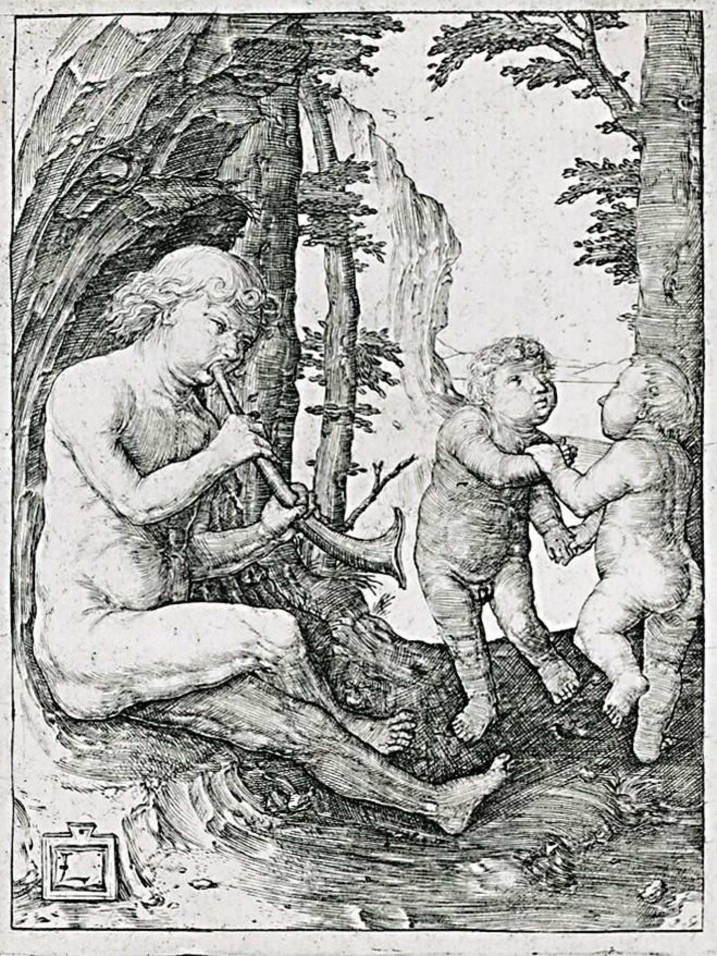 LEYDEN, LUCAS VAN. Der Junge mit der Trompete. Kupferstich (um 1507)