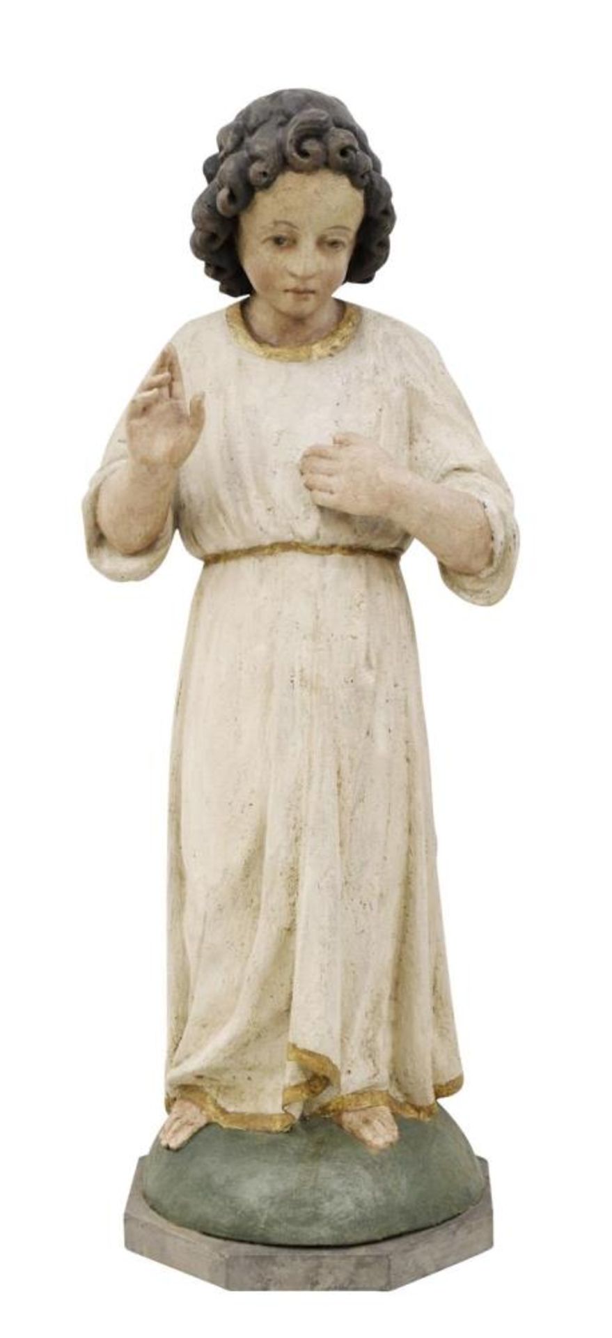 Segnender Jesusknabe. Holz, geschnitzt, Farbfassung