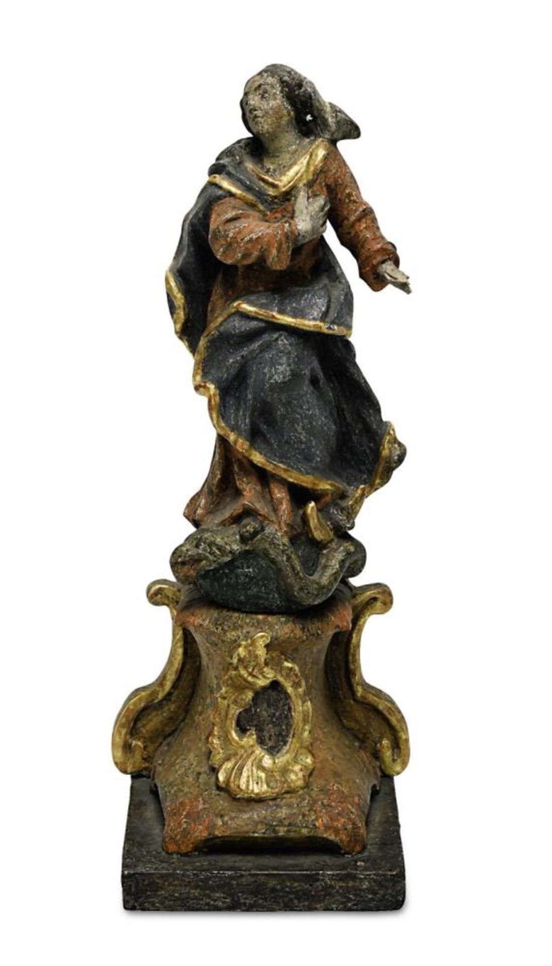Maria Immaculata. Holz, geschnitzt, Farb- und Goldfassung