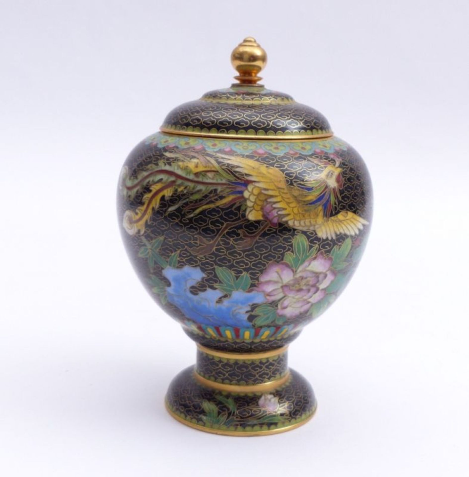 Deckeldose mit Cloisonnédekor China, - Bild 4 aus 5