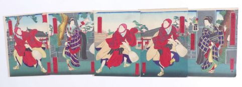 Utagawa Yoshitaki Fünf Blatt mit