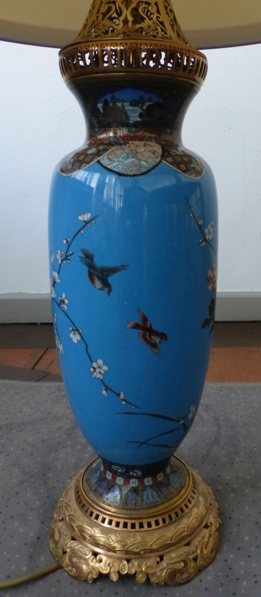 Große Cloisonné-Vase als Tischlampe - Bild 3 aus 3