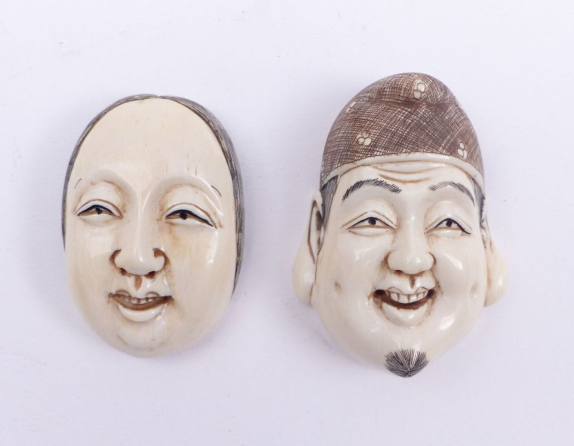 Zwei Masken-Netsuke (men) - Bild 2 aus 5