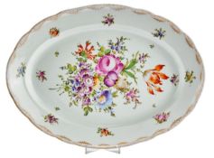 Ovale Vorlegeplatte mit Blumendekor, Meissen, E. 19. Jh.