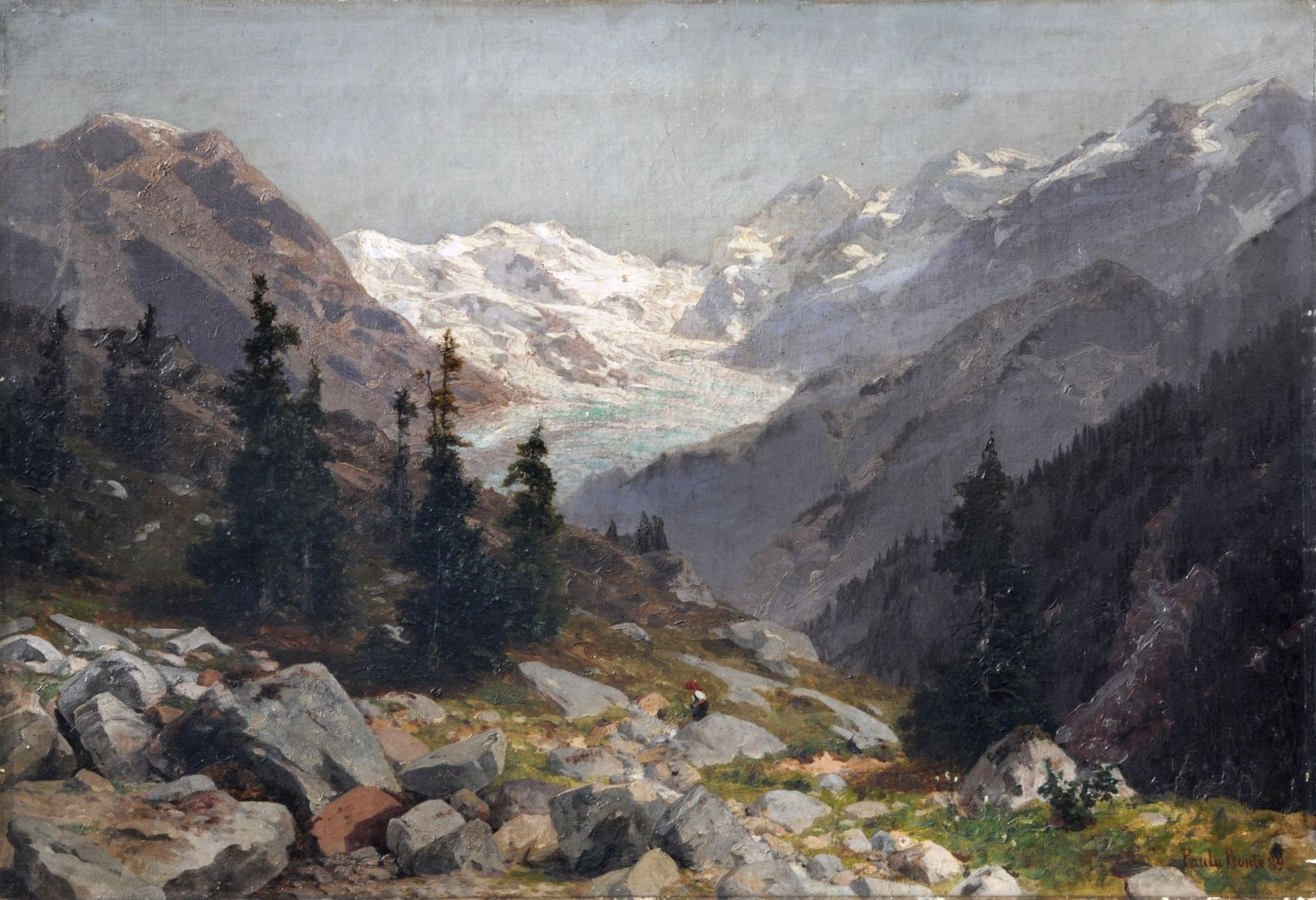 Paula Bonte "Aus der Umgebung von Pontresina – Morteratschgletscher" (Schweiz). 1889.