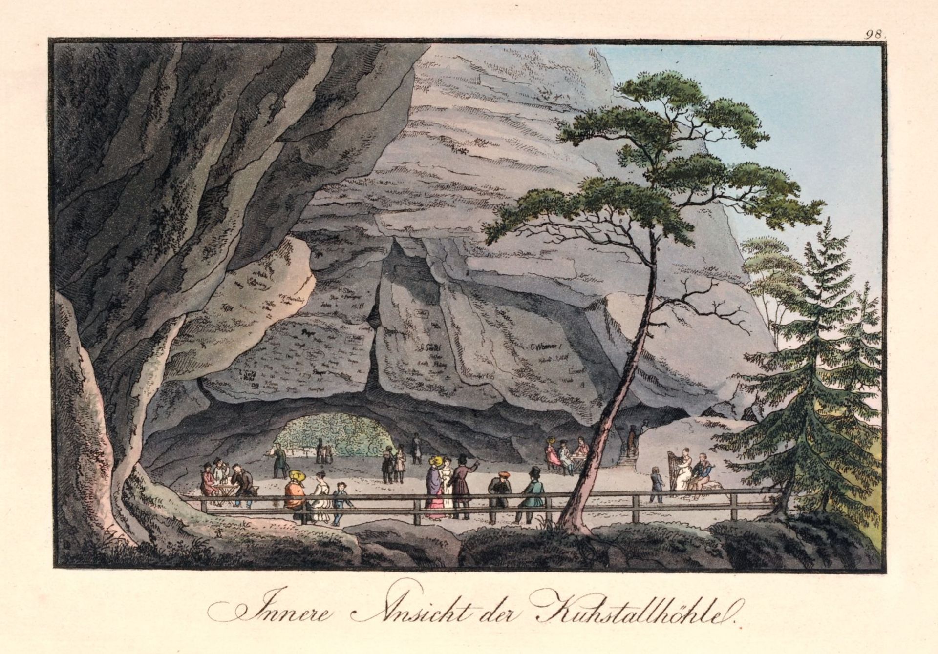 Johann Carl August Richter "Innere Ansicht Kuhstallhöhle". Um 1830.