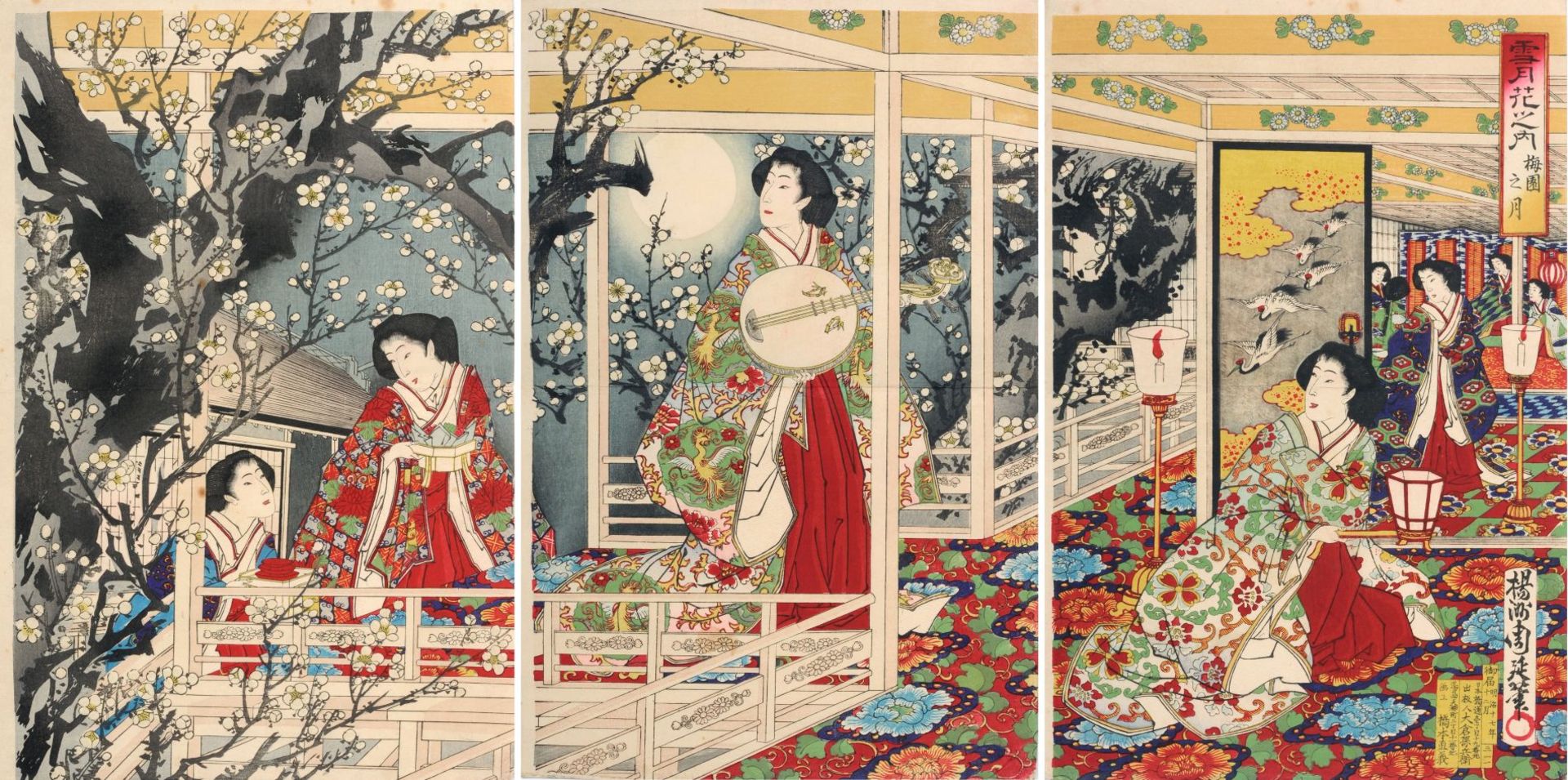 Toyohara Chikanobu "Moon in the Plum Garden". Um 1884.