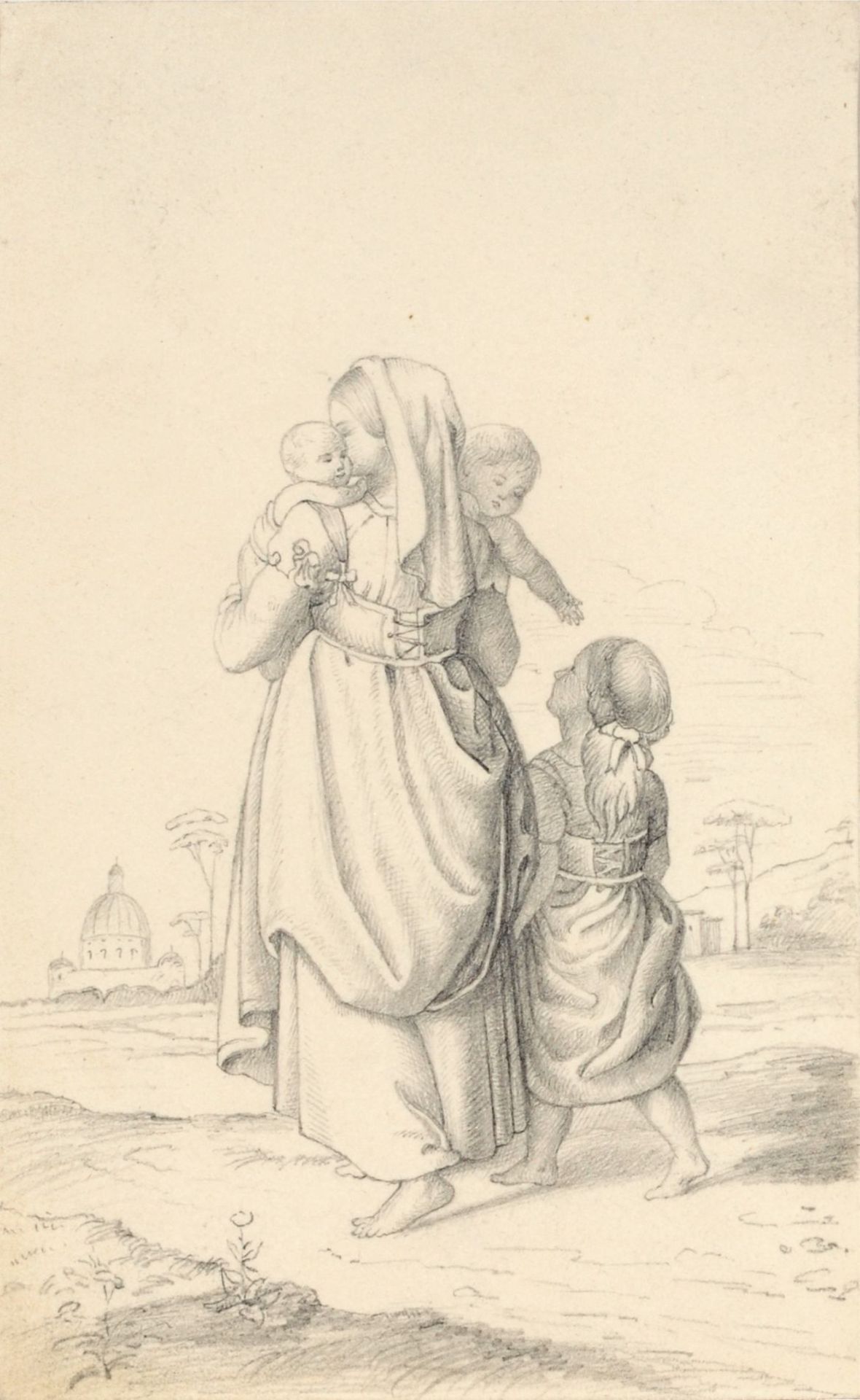 Friedrich von Olivier (zugeschr.), Römerin mit ihren Kindern / Mutter mit ihren Kindern an der ...