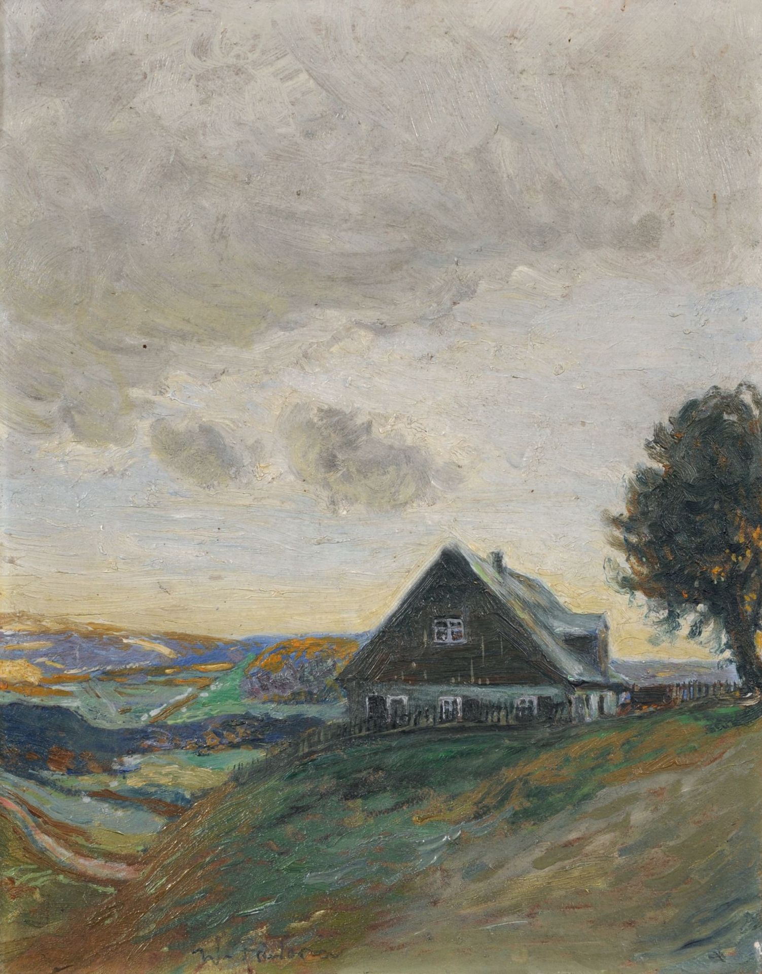 Walter Friederici "An der Straße nach Rittersgrün / Erzgebirge". Wohl 1. Viertel 20. Jh.