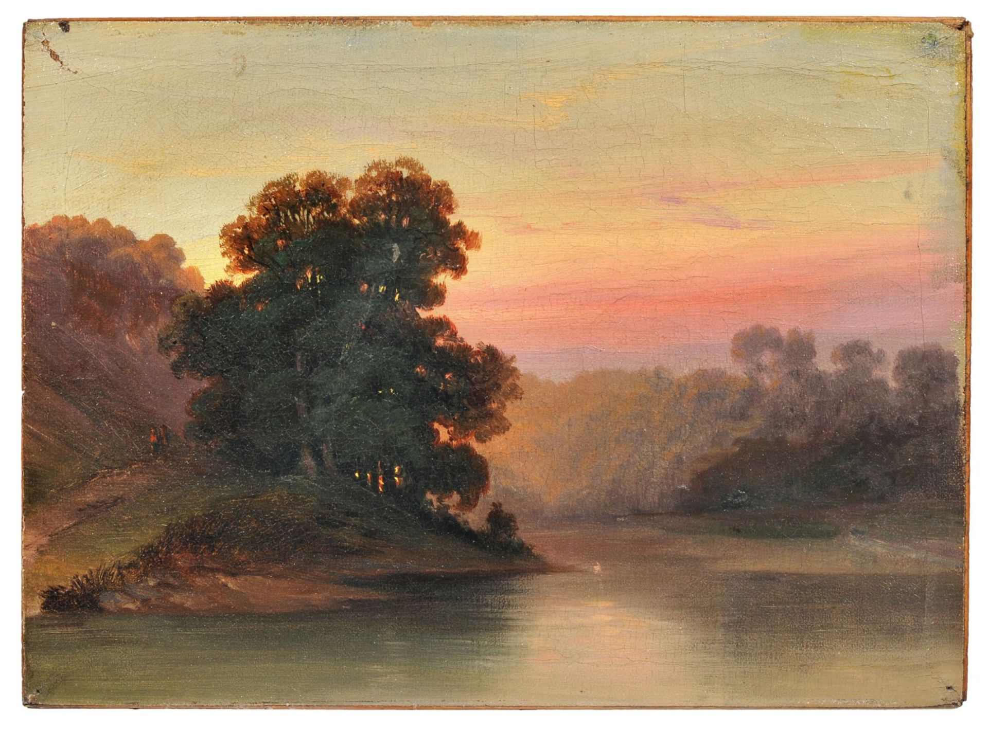 Woldemar Hottenroth (in der Art von), Abendliche Flußlandschaft. 1870er Jahre.