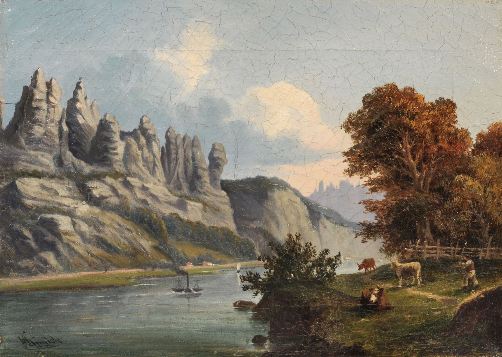H. Schmidt, Basteifelsen bei Rathen – Sächsische Schweiz. 1861.