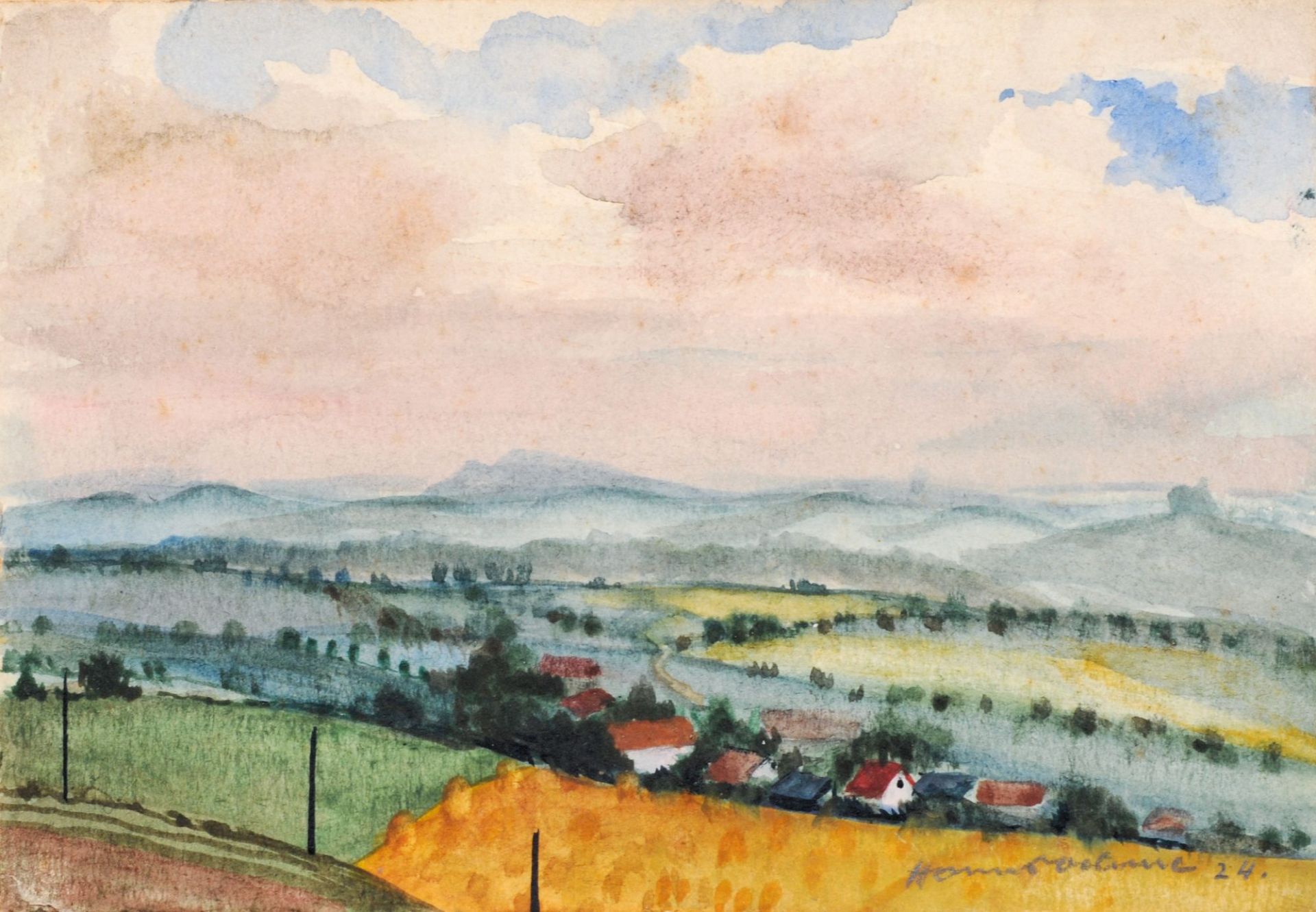 Hanns Oehme, Landschaft bei Obervogelgesang (?). 1924.