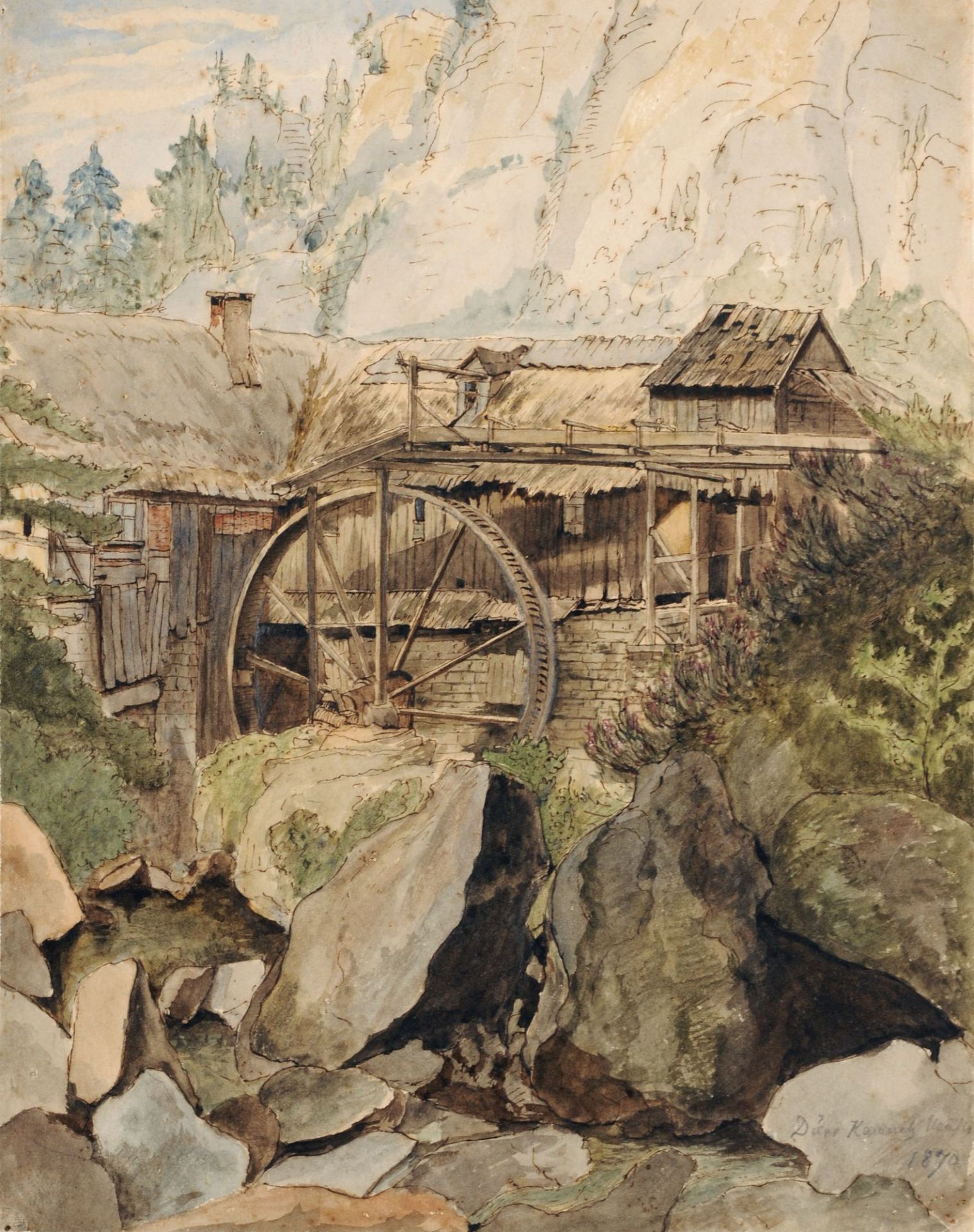 Heinrich Woldemar Rau (zugeschr.) "Dürr-Kamnitz-Mühle". 1870.