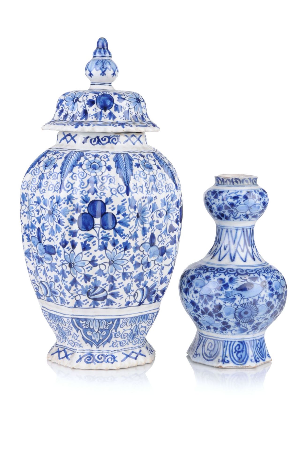 Deckelvase / Balustervase (Sog. Knoblauchvase). Delft. Wohl 19. Jh. - Image 2 of 2