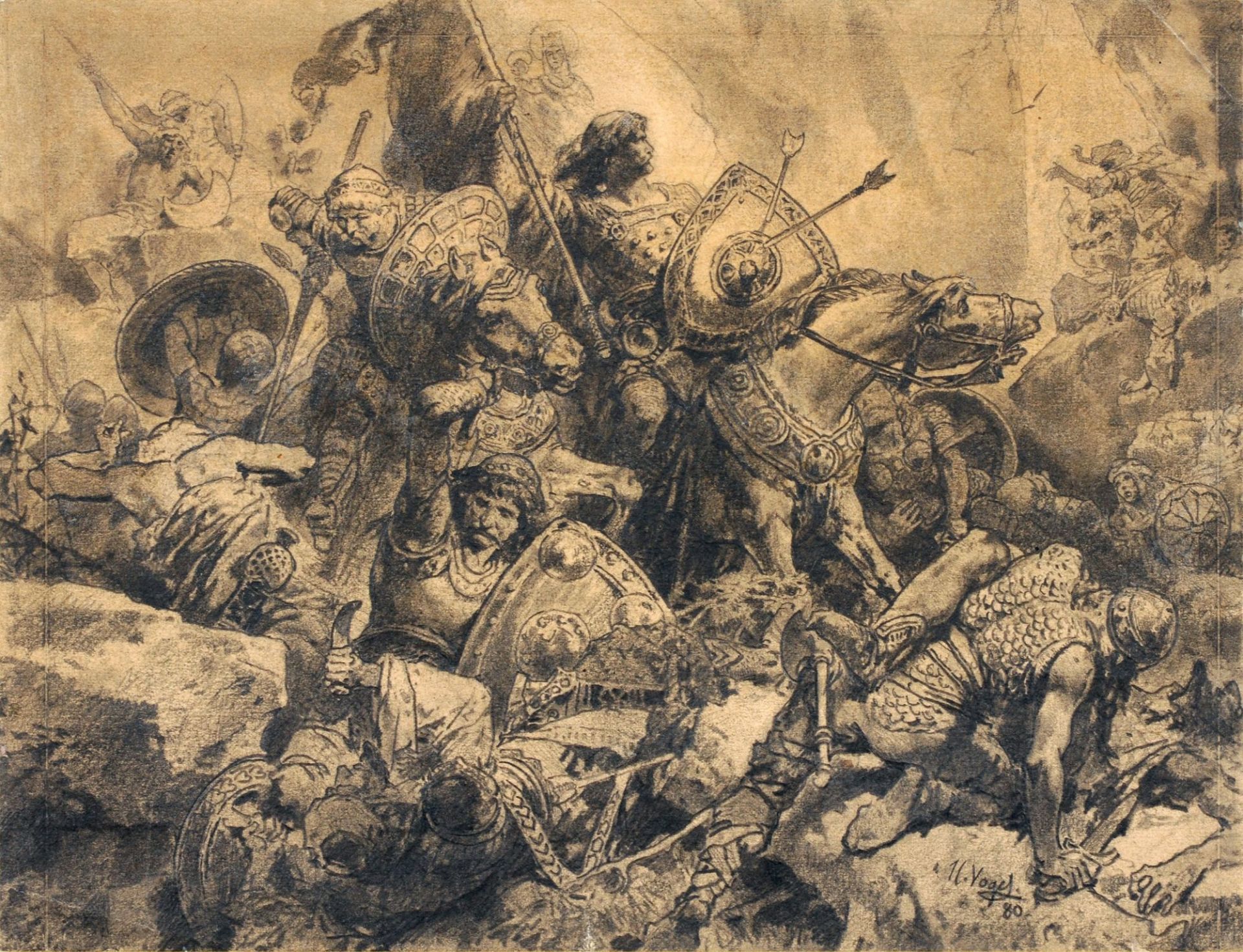 Hermann Vogel "Schlacht am Pass von Ronceveaux". 1880.