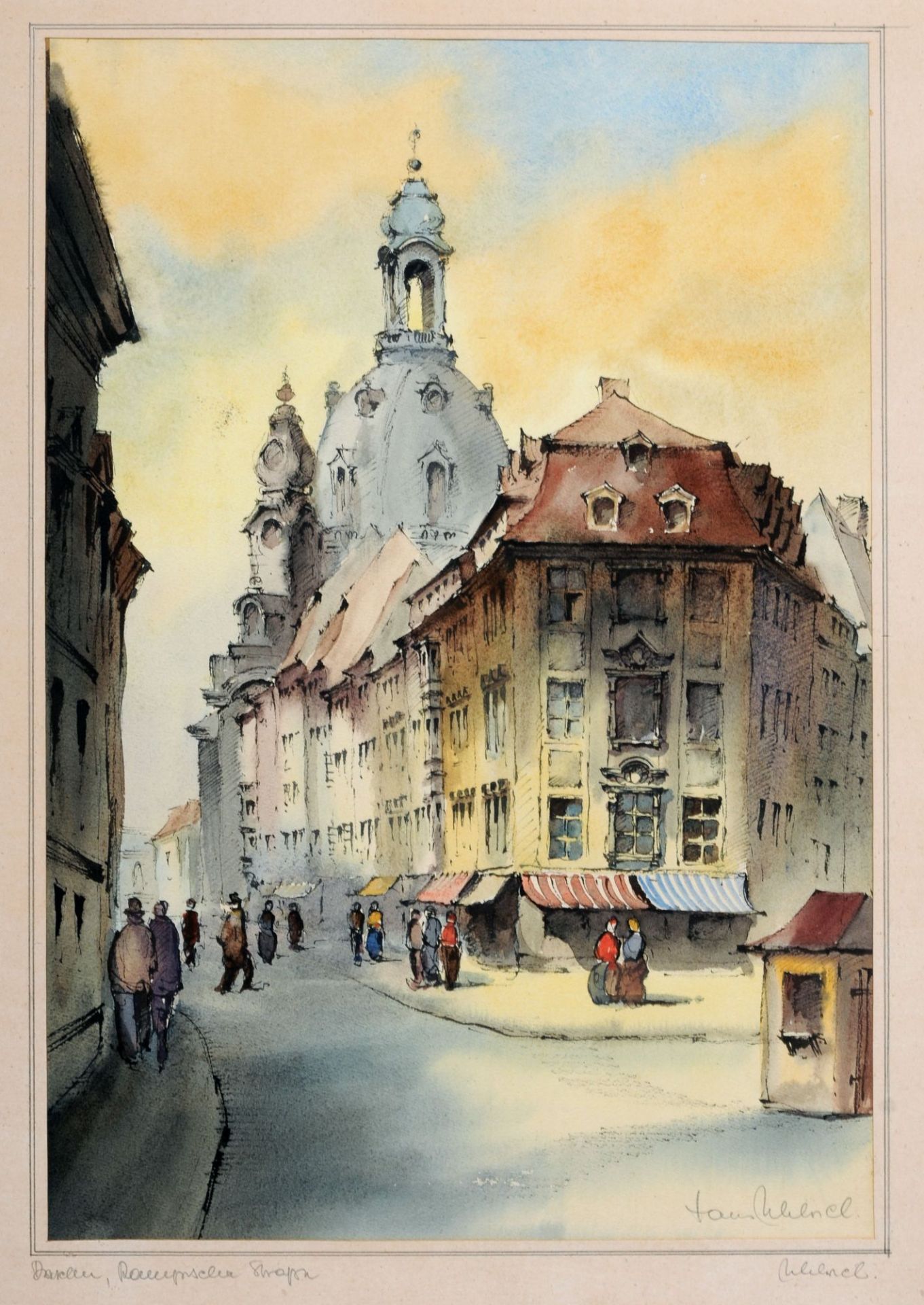 Hans Uhlrich "Dresden, Rampische Straße". Wohl späte 1930er Jahre.