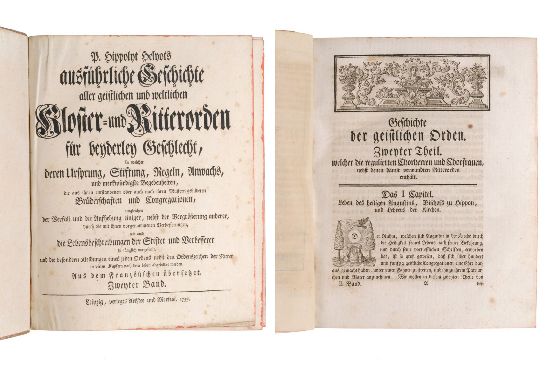 Pierre Hippolyt Hélyot "Ausführliche Geschichte Allergeistlichen und weltlichen Ritterorden". 1... - Image 4 of 18