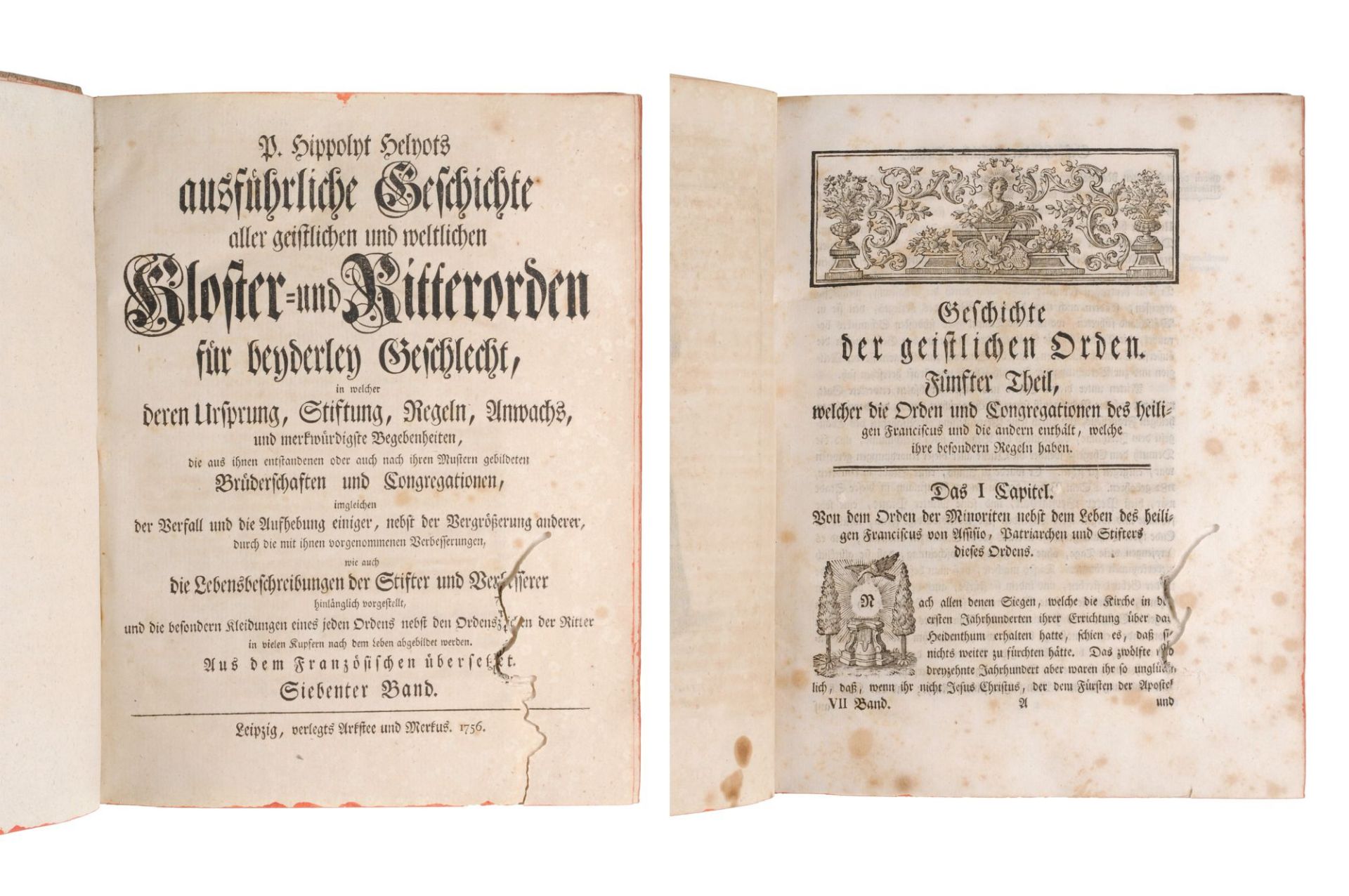 Pierre Hippolyt Hélyot "Ausführliche Geschichte Allergeistlichen und weltlichen Ritterorden". 1... - Image 15 of 18