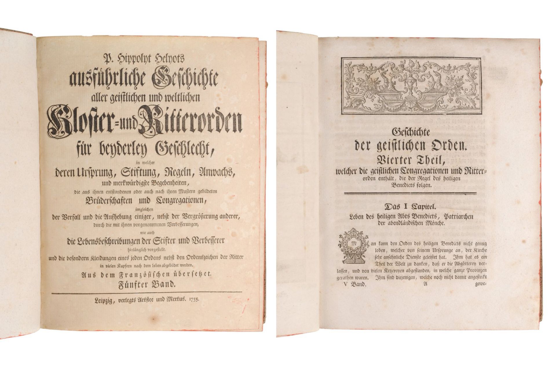 Pierre Hippolyt Hélyot "Ausführliche Geschichte Allergeistlichen und weltlichen Ritterorden". 1... - Image 10 of 18