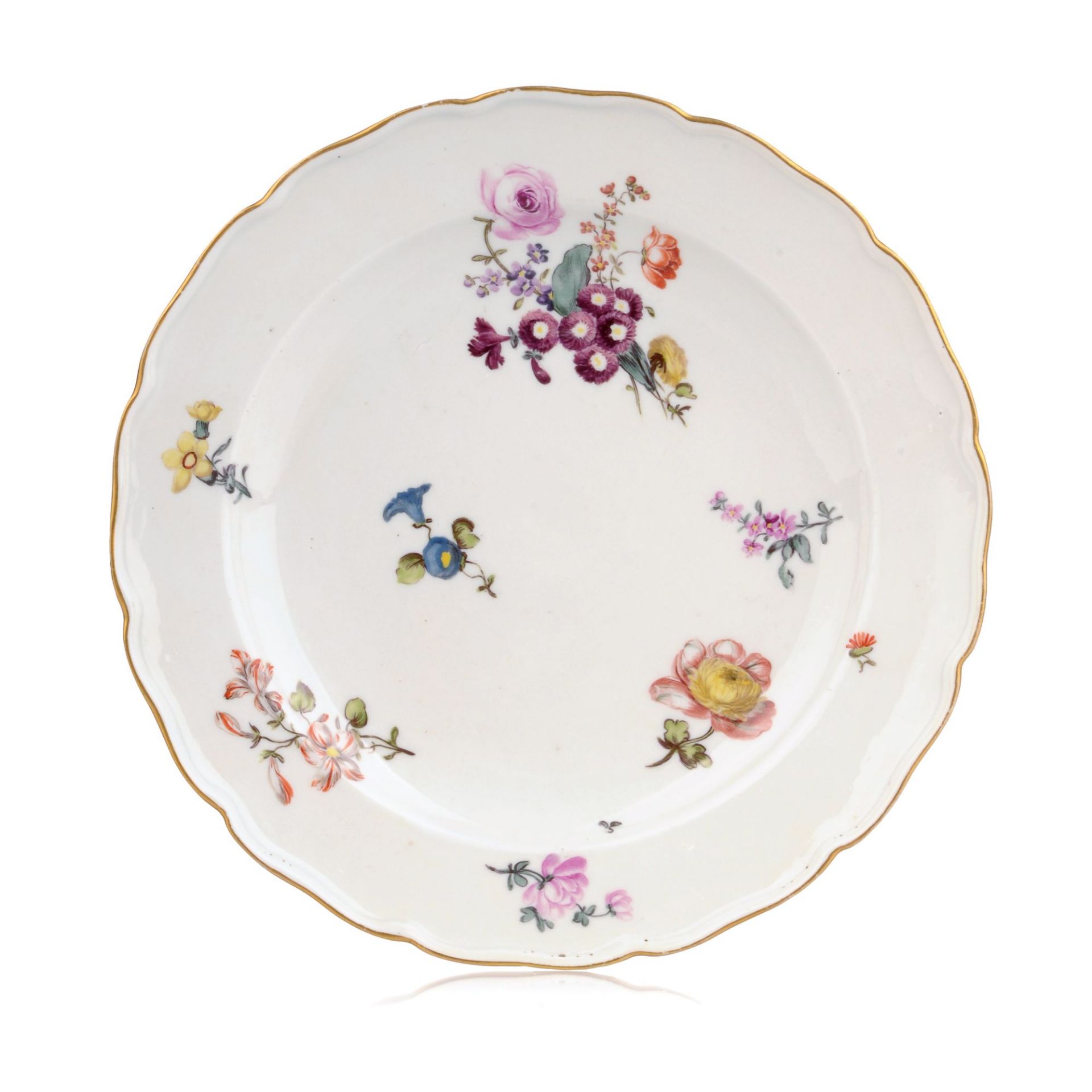 Zwei Teller "Alter Ausschnitt" mit Blumendekor. Meissen. Um 1745. - Image 3 of 5