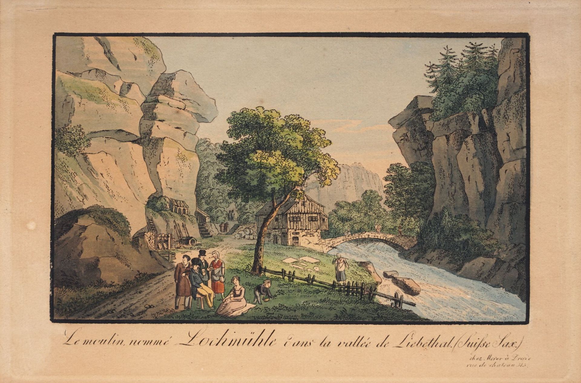 Unbekannter Radierer "Le moulin, nommé Lochmühle dans la vallée de Liebethal. (Suisse Sax.)". U...