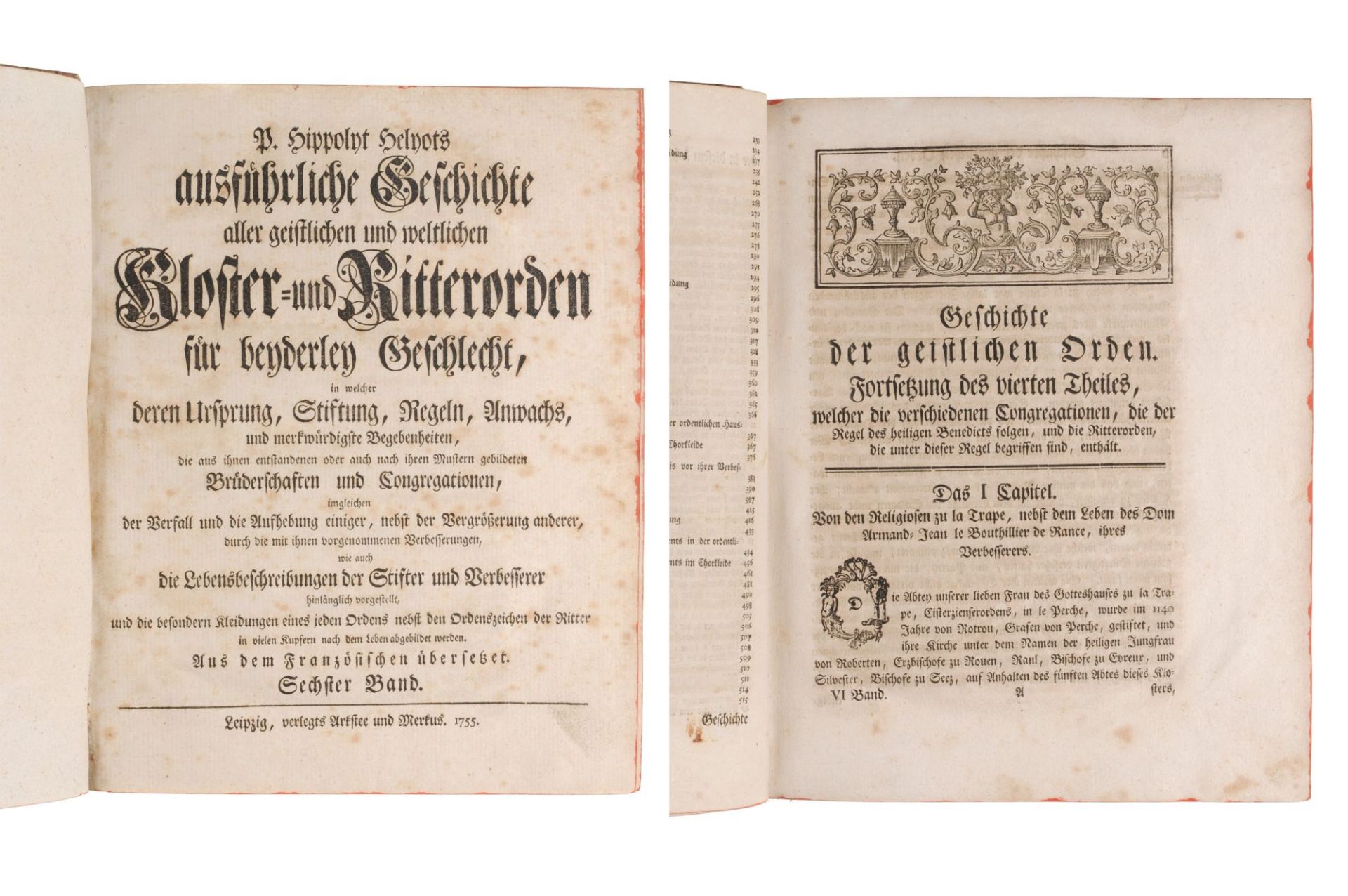 Pierre Hippolyt Hélyot "Ausführliche Geschichte Allergeistlichen und weltlichen Ritterorden". 1... - Image 12 of 18