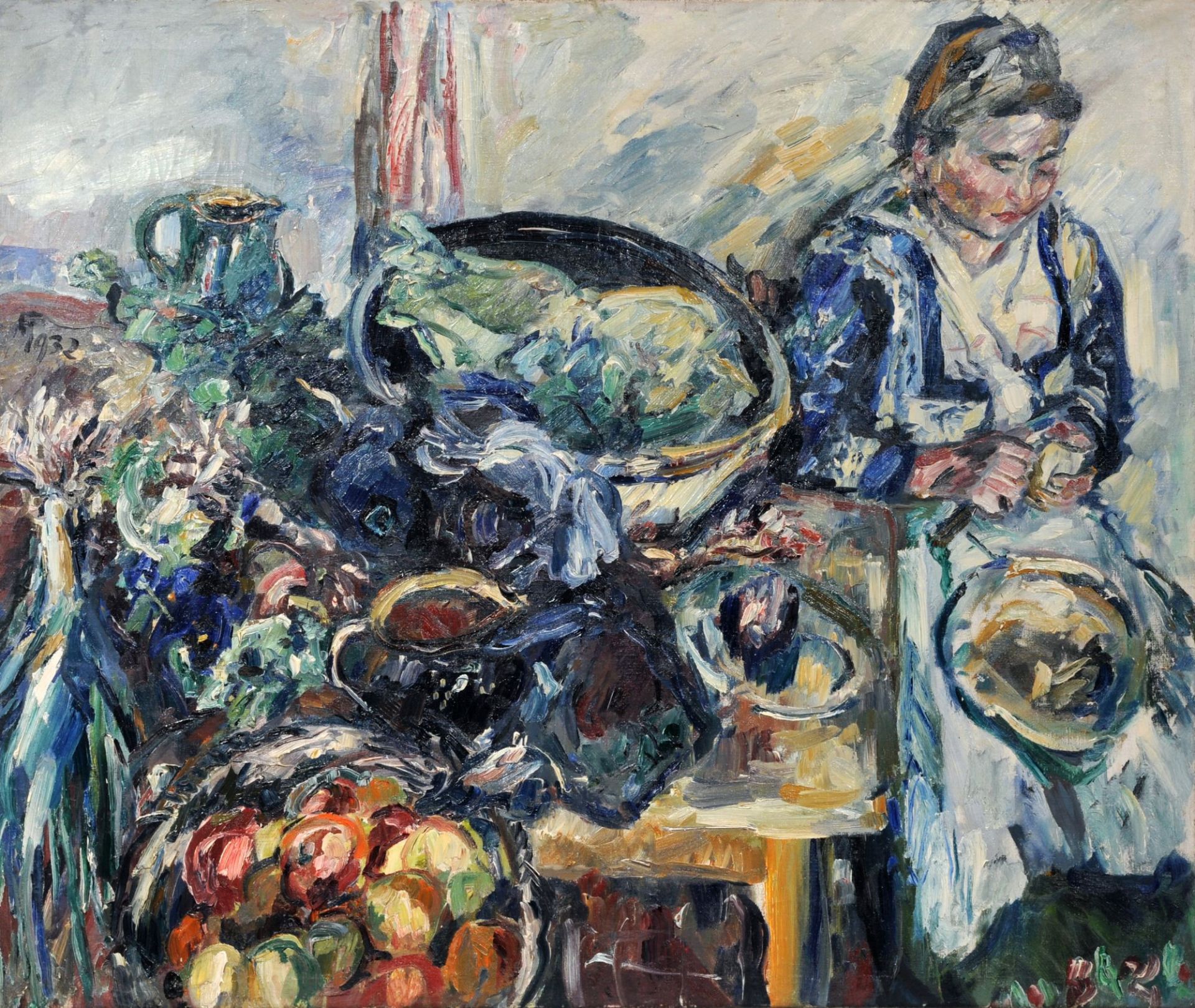 Franz Frank "Trinchen beim Gemüseputzen". 1932.