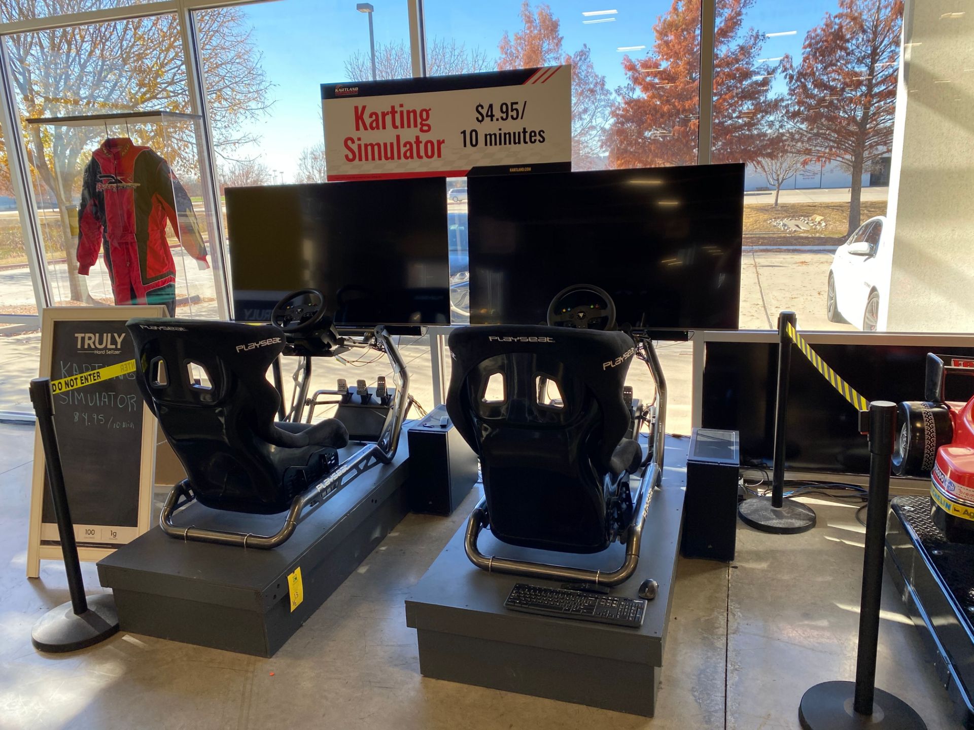 Custom Racing Simulator, Comes W/ PlaySeat Frame & Gaming Chair, Thrustmaster Steering