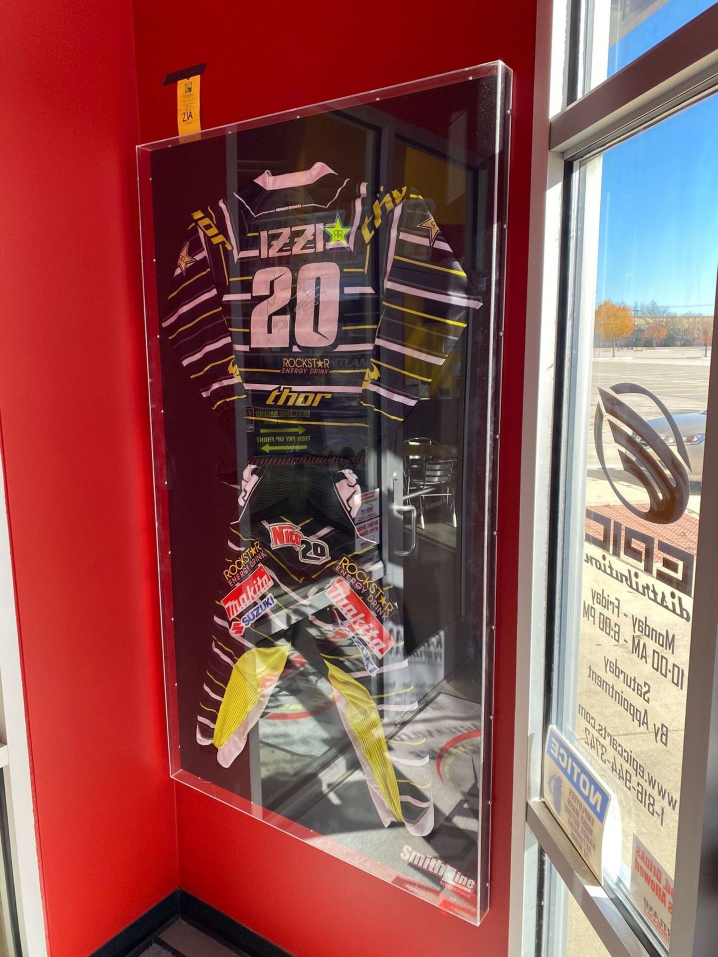 Smith Line Display Frame W/ Signed #20 Izzi Racing Suit, W = 2.5'', L = 40'', H = 70'' - Image 2 of 2