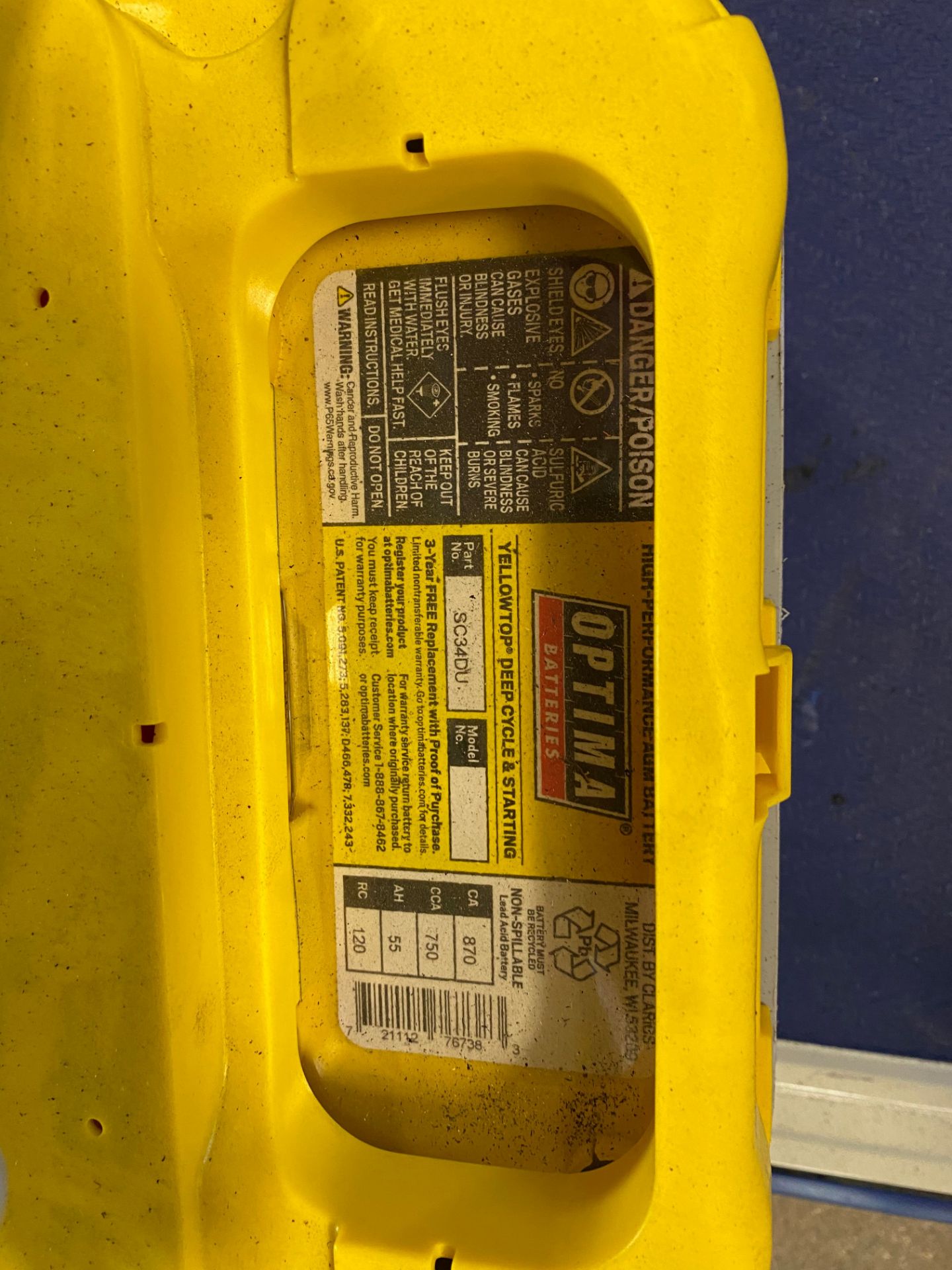 (4) Brand New Optima Yellow Batteries, Part No. SC34DU - Image 3 of 4