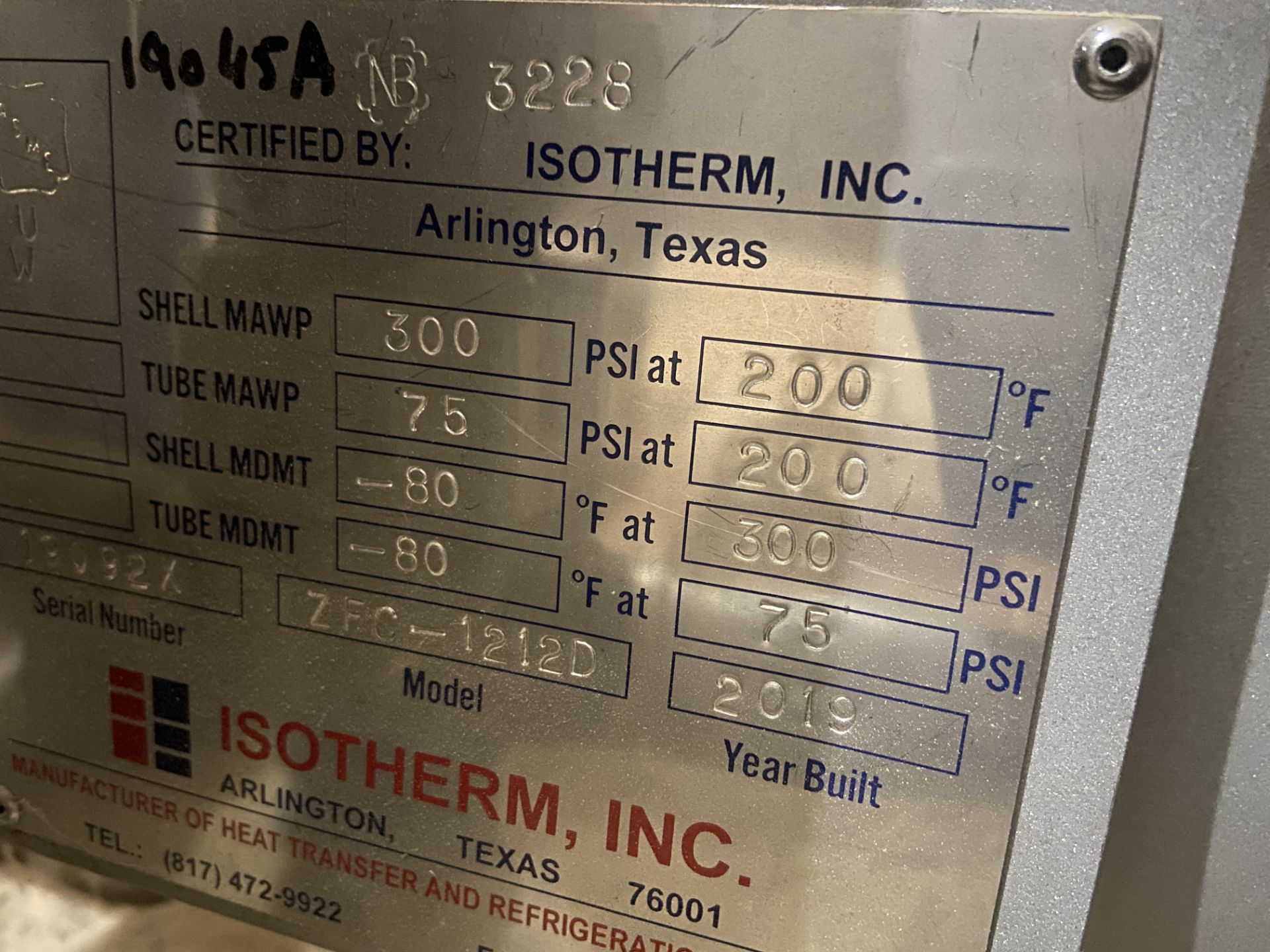 NEW Isotherm Heat Exchanger, Model# ZFC-1212D, Serial# 19092X, Year 2019, Rigging/ Loading Fee: $50 - Image 5 of 5