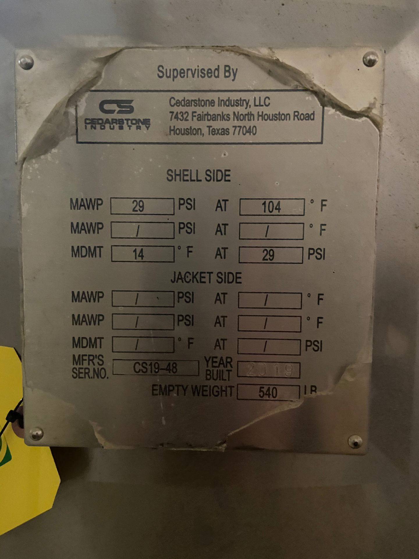 NEW Krones/ Cedarstone Industry Stainless Steel Jacketed Fermentation Tank, 4 BBL, Serial# CS19-48, - Image 7 of 9