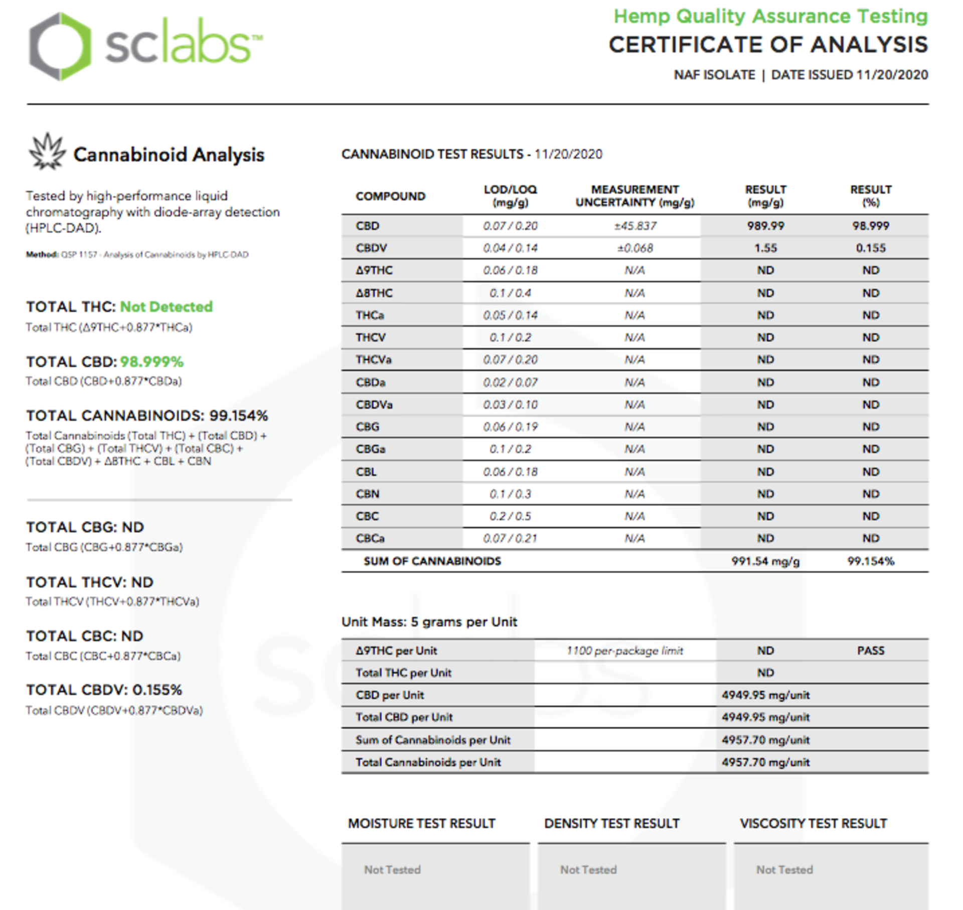 CBD Isolate, Qty 5 Buckets, Net Weight 33,686 grams, 98.999% Total CBD - Image 8 of 8