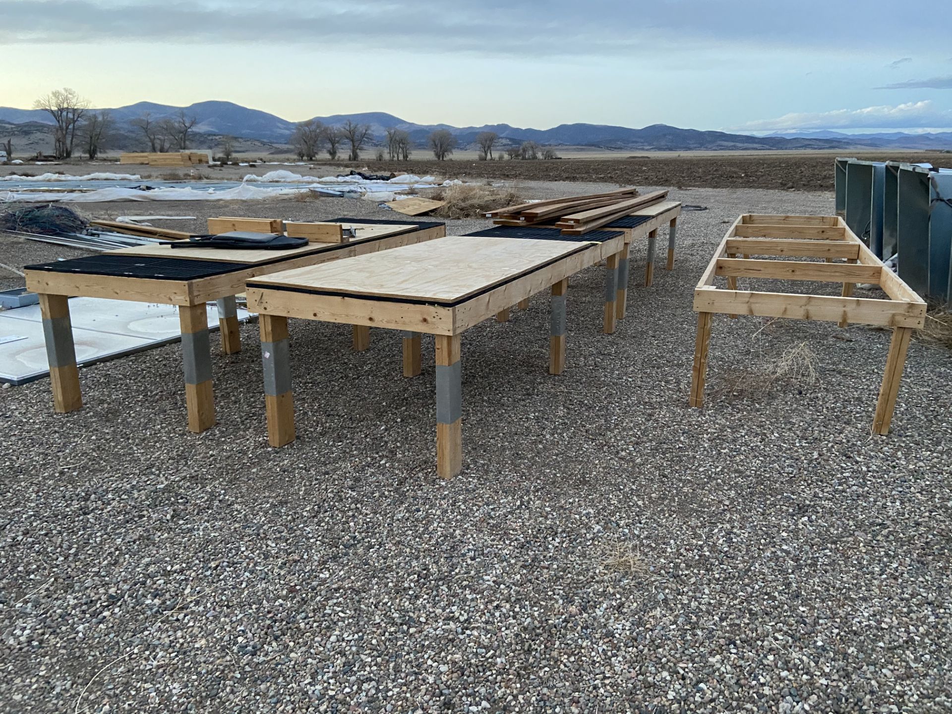 Wooden Tables for Drying Racks for Product, 70" wide x 15" long, QTY 4, Rigging Fee $20