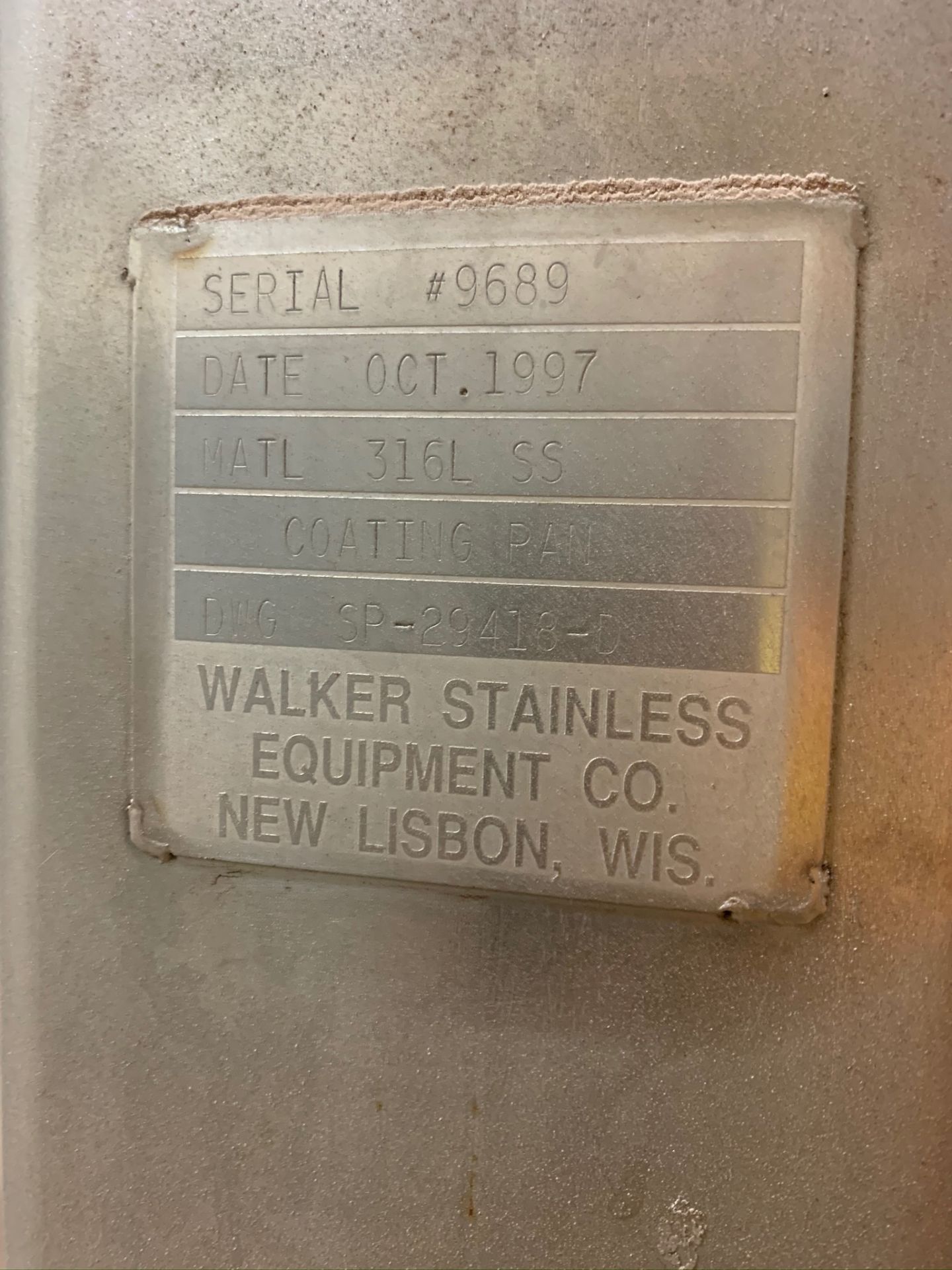 (Located in Burlington WI) Walker Stainless Continuous Coating Pan S/N 9689 316 L SS - Image 4 of 7