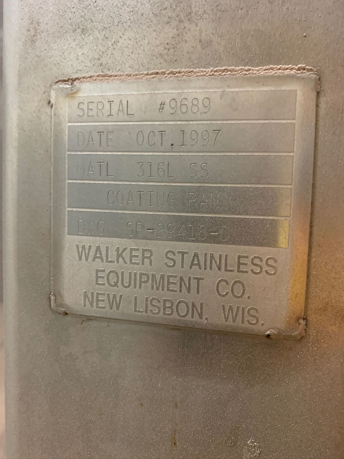 (Located in Burlington WI) Walker Stainless Continuous Coating Pan S/N 9689 316 L SS - Image 3 of 7