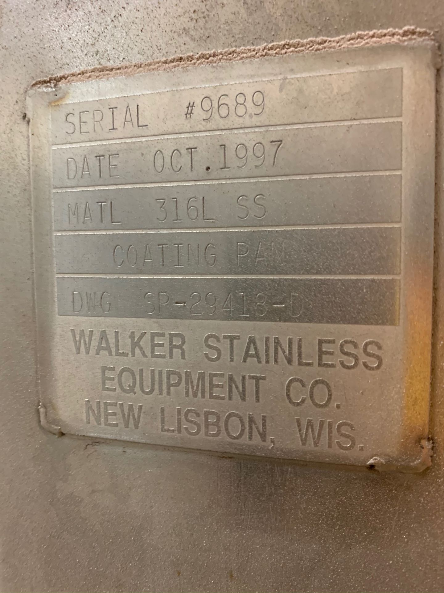 (Located in Burlington WI) Walker Stainless Continuous Coating Pan S/N 9689 316 L SS - Image 5 of 7