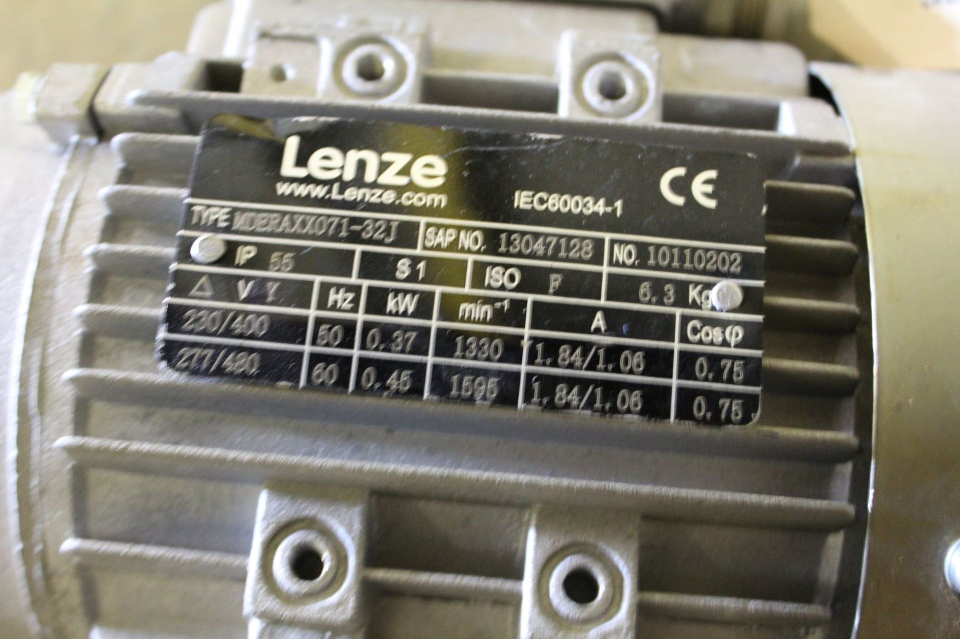 Lenze Motor, Model# mderaxx071-325, Serial# 10110202, Item# mtllenze10202, Located in: Gainsville, - Image 2 of 3
