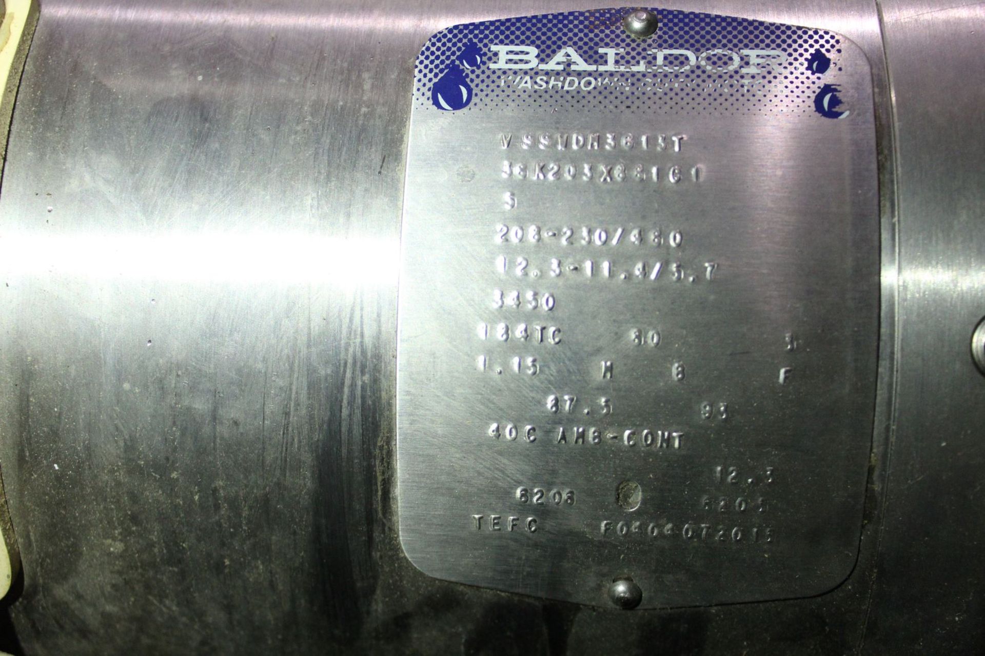 Baldor Washdown Duty Motor, Model# vsswdm3613t, Located in: Gainsville, GA - Image 2 of 3