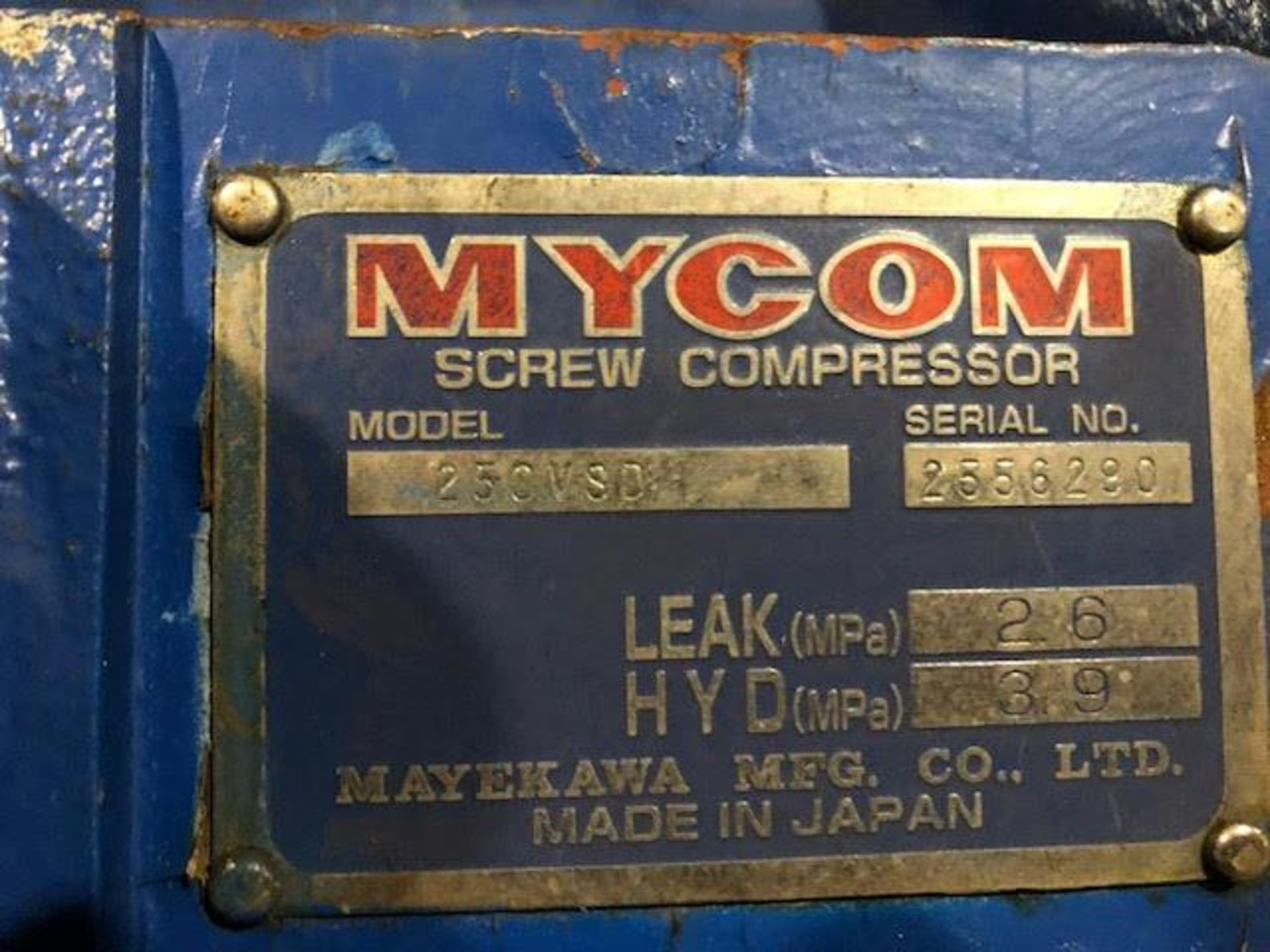 Mycom Screw Compressor, Model# 250VSD, 350 HP, Serial# 2556290, Item# ffmycscom6290, Located in: - Image 5 of 6