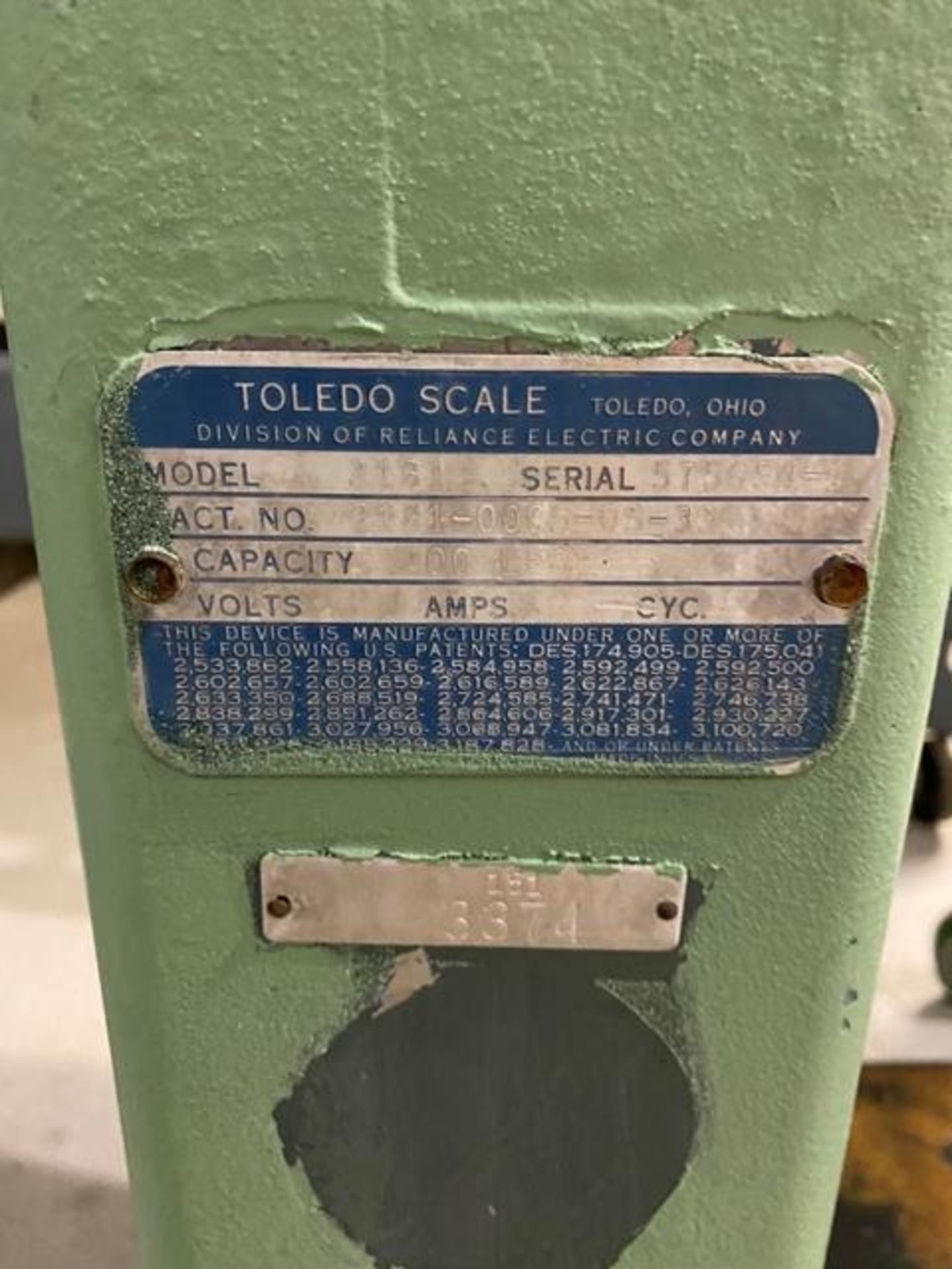 Mettler Toledo Floor Scale, Model #2181, Capacity 200 lbs - Image 3 of 3