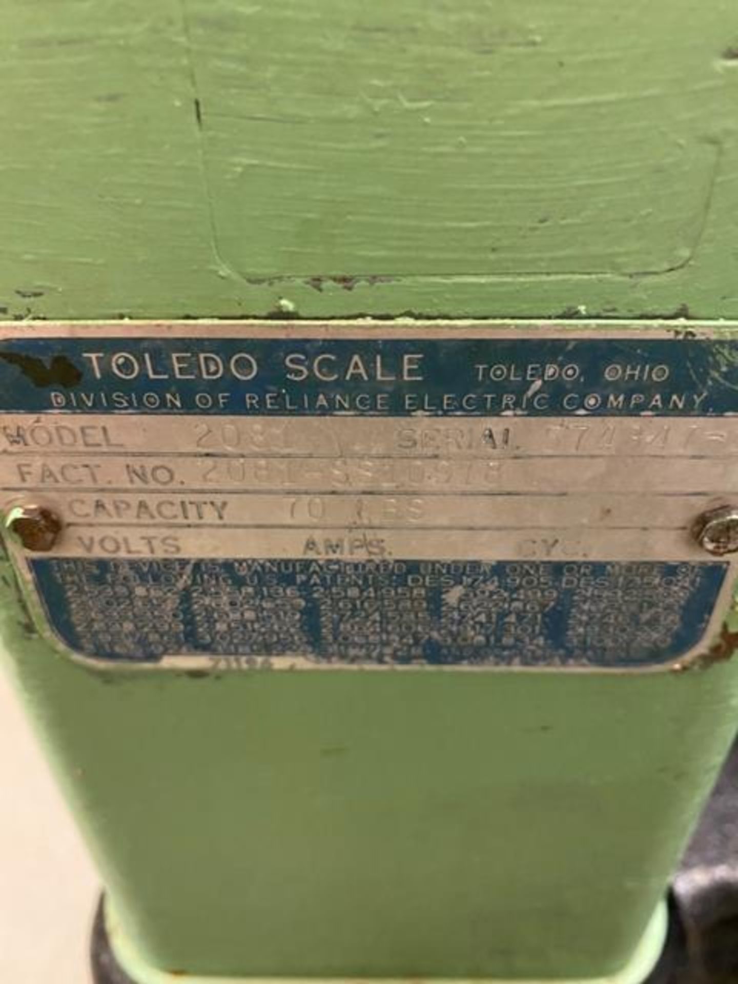 Mettler Toledo Scale, Model #2081, S/N #574347, Capacity = 70 lbs - Image 3 of 4