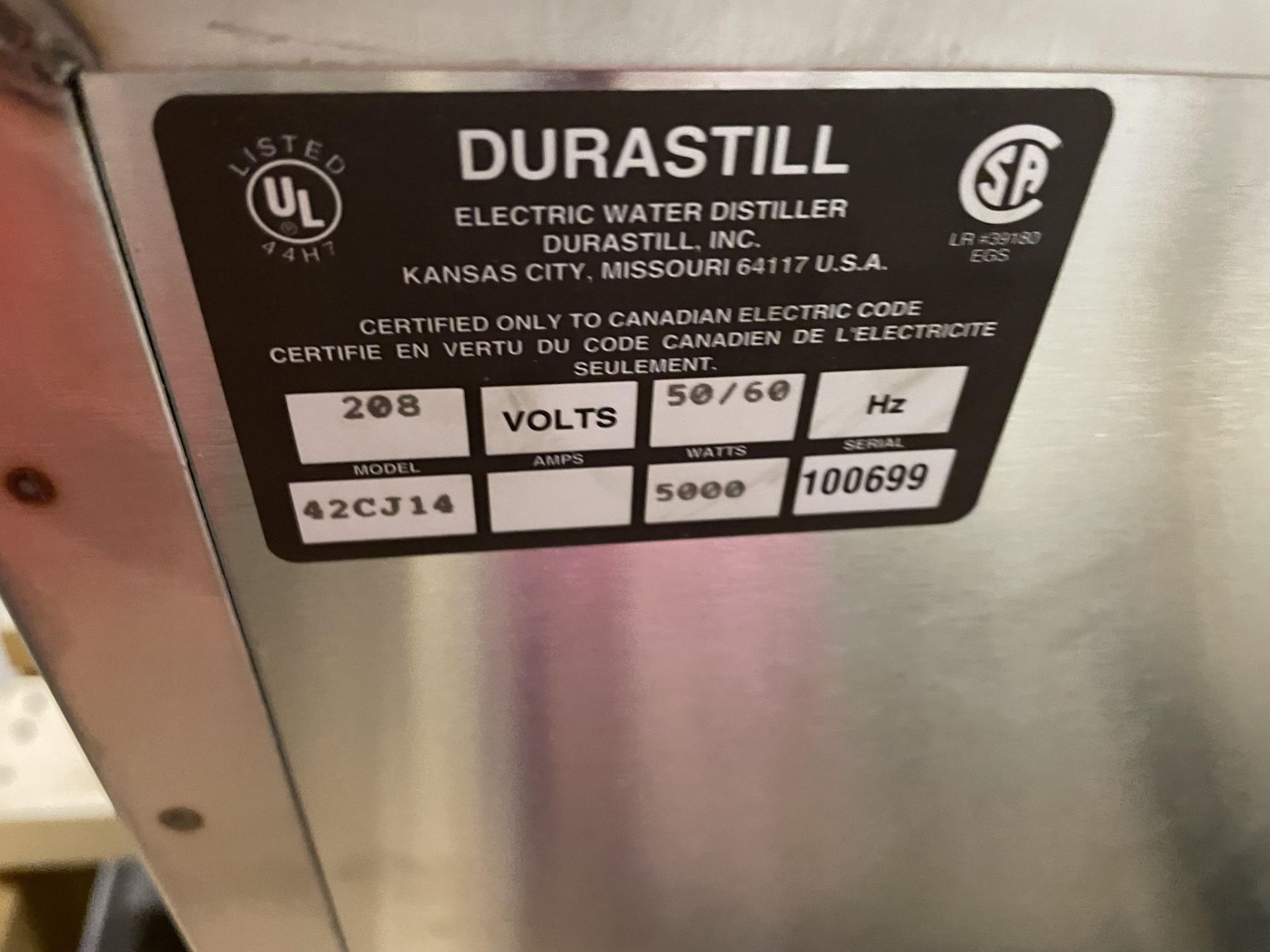Reliance Dishwasher Model 400 XLS S/N 3627214009 With Durastill Water Distiller Model 42CJ14 S/N Loa - Image 11 of 11