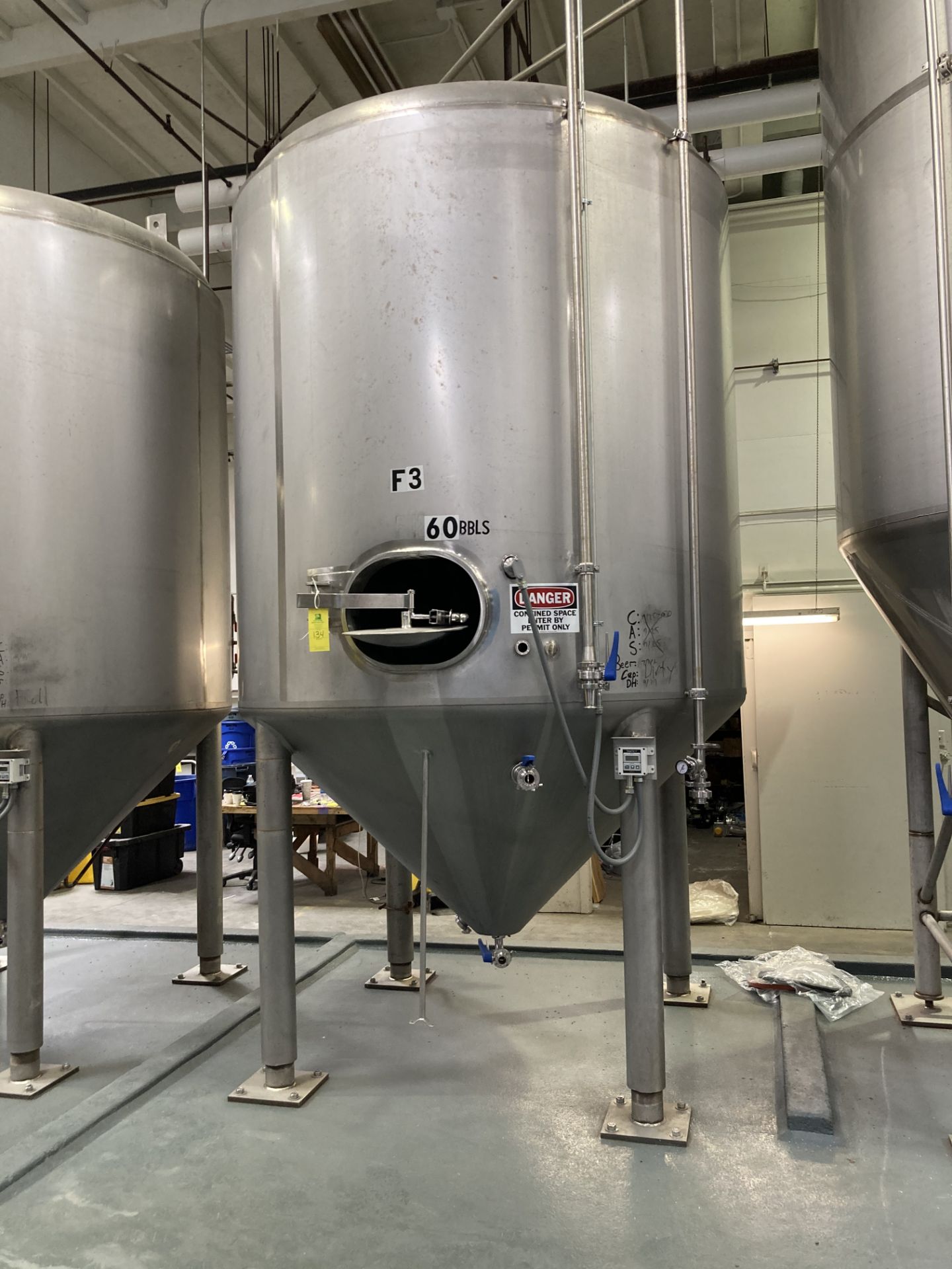 Mueller stainless steel 60 bbl glycol jacketed insulated fermentation tank, serial 163640-1,