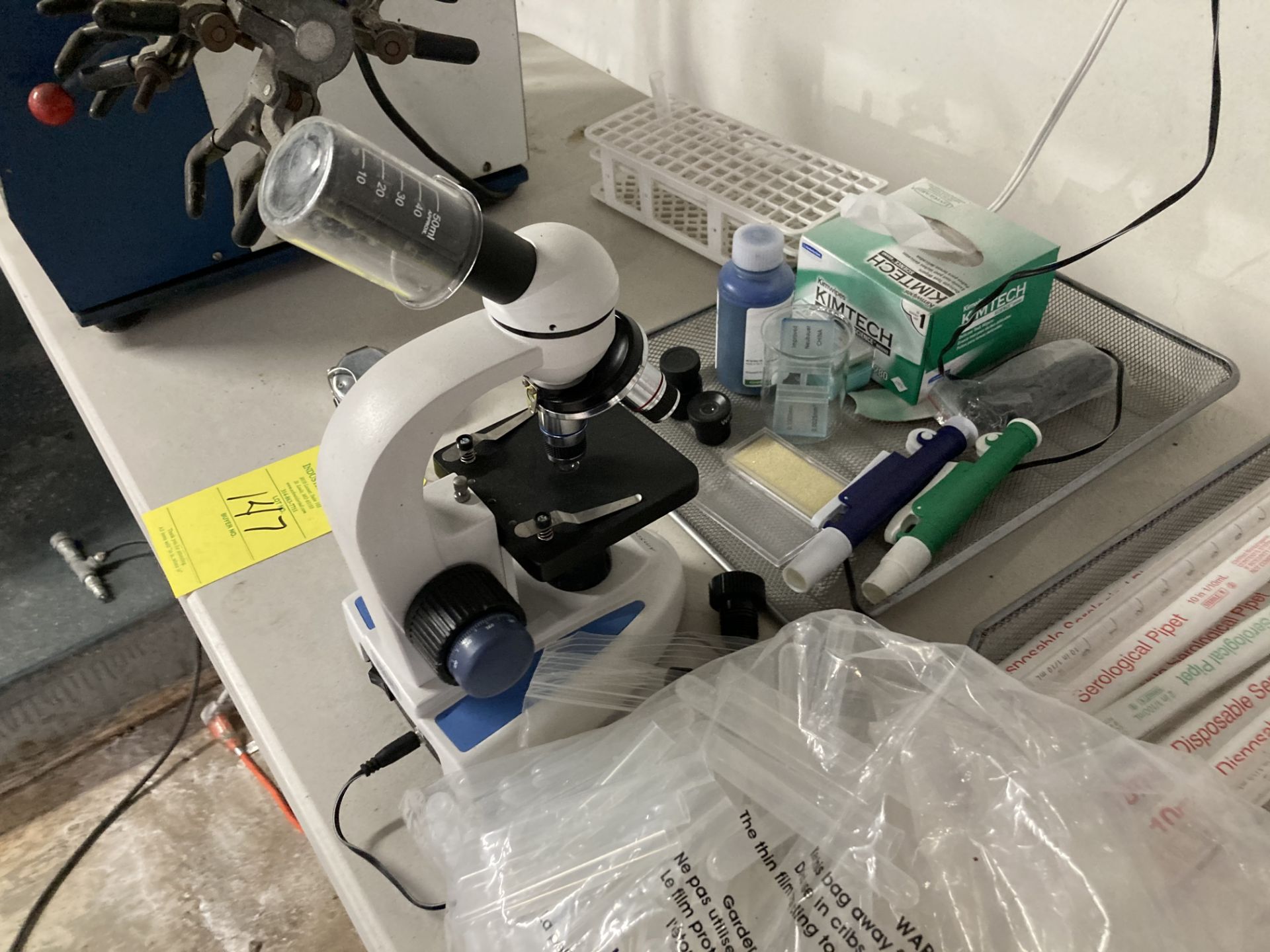 LOT OF content on table, microscope, Burrel tube shaker, Serological pipet Rigging fee of __$150__ - Image 3 of 3