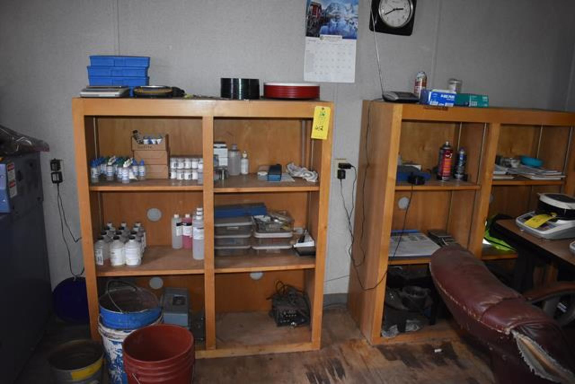 Qty. (2) Wood Cabinets w/Lab Contents, Lab Table, File Cabinet, (2) Chairs, Computer Stand