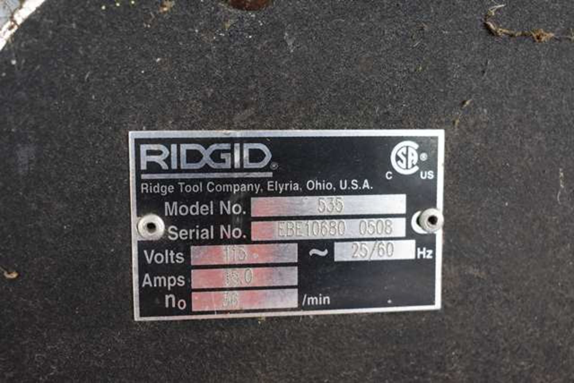 Ridgid Model #535 Pipe Threader, Swing Over Tooling, Assorted Die Heads - Image 2 of 2